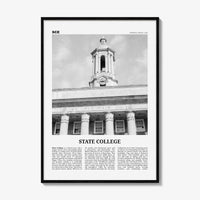 State College Print Black and White, State College Wall Art, State College Poster, State College Photo, Pennsylvania, USA, United States
