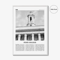 State College Print Black and White, State College Wall Art, State College Poster, State College Photo, Pennsylvania, USA, United States