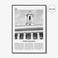 State College Print Black and White, State College Wall Art, State College Poster, State College Photo, Pennsylvania, USA, United States