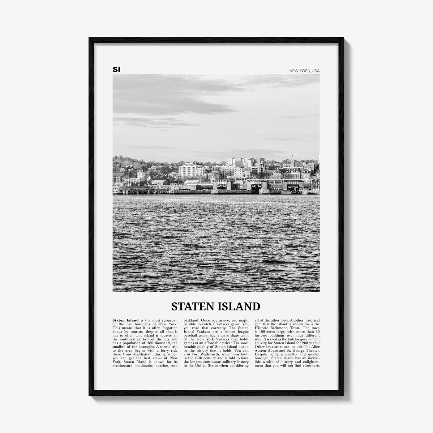 Staten Island Print Black and White, Staten Island Wall Art, Staten Island Poster, Staten Island Photo, Staten Island Décor, New York, USA