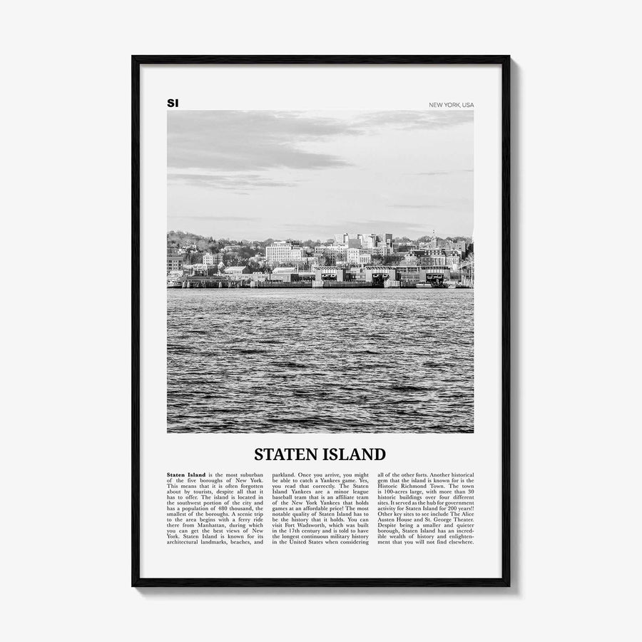 Staten Island Print Black and White, Staten Island Wall Art, Staten Island Poster, Staten Island Photo, Staten Island Décor, New York, USA