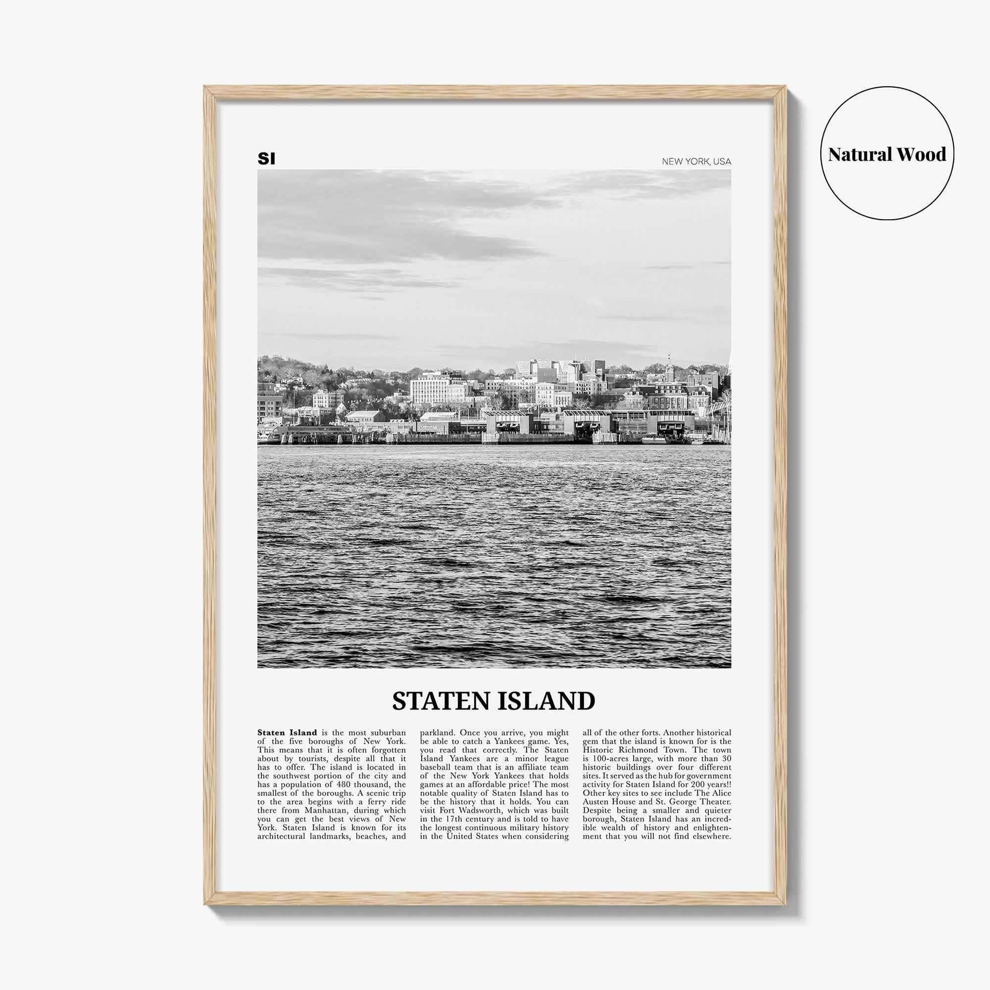 Staten Island Print Black and White, Staten Island Wall Art, Staten Island Poster, Staten Island Photo, Staten Island Décor, New York, USA