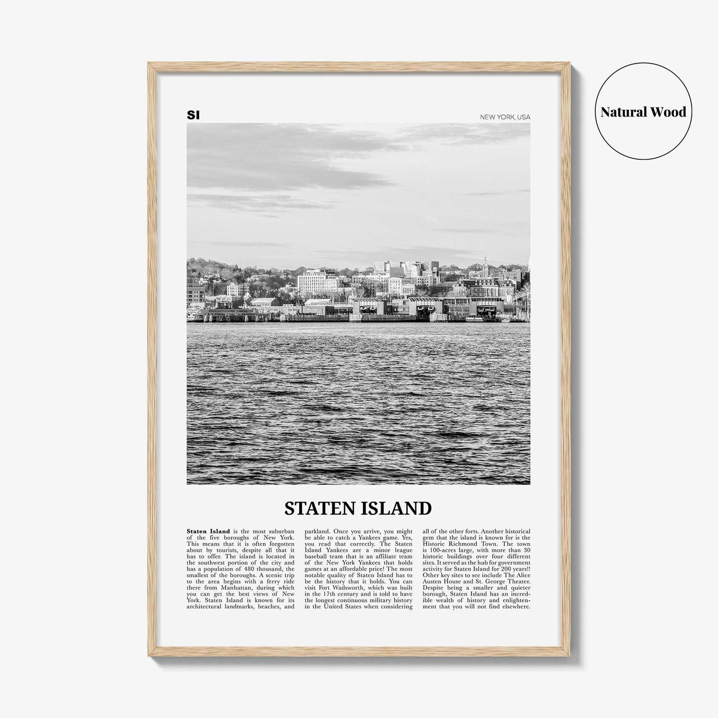 Staten Island Print Black and White, Staten Island Wall Art, Staten Island Poster, Staten Island Photo, Staten Island Décor, New York, USA