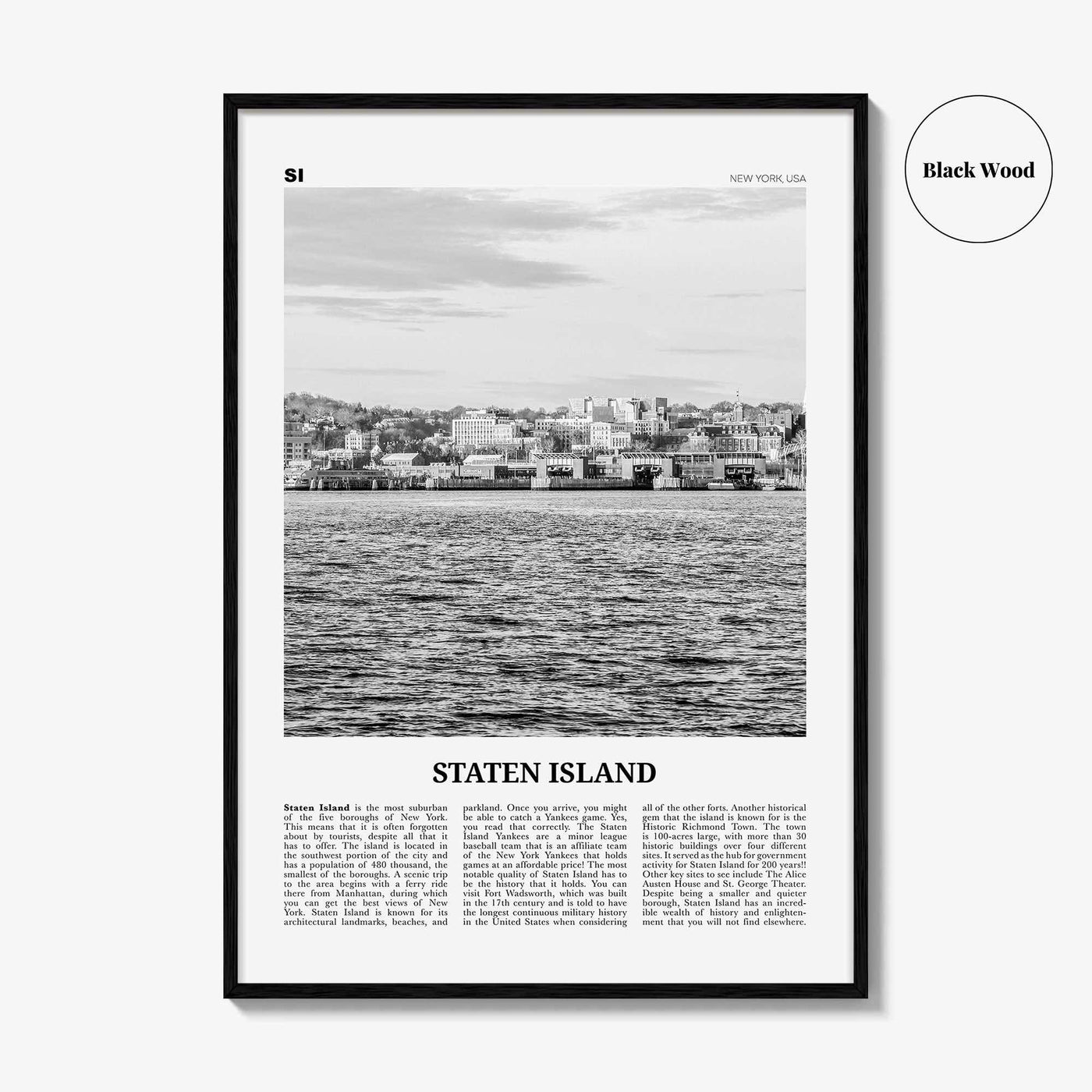 Staten Island Print Black and White, Staten Island Wall Art, Staten Island Poster, Staten Island Photo, Staten Island Décor, New York, USA