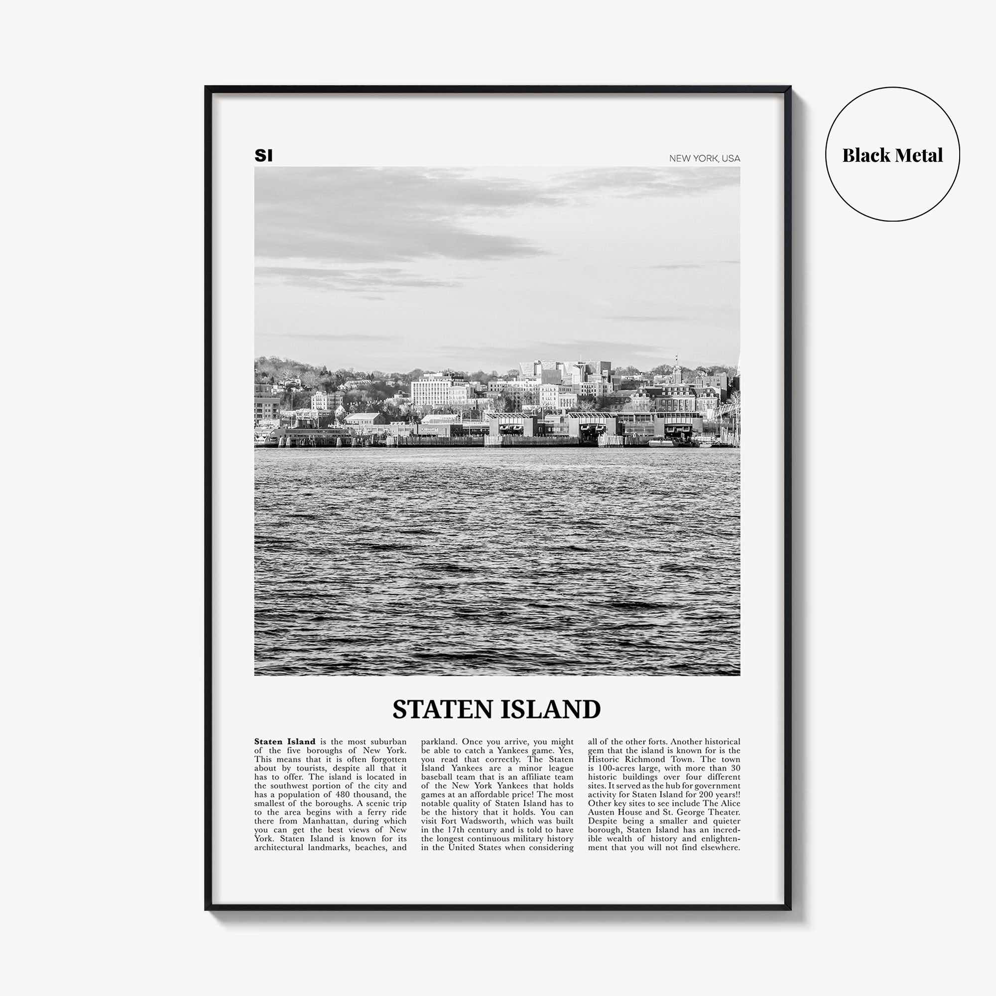 Staten Island Print Black and White, Staten Island Wall Art, Staten Island Poster, Staten Island Photo, Staten Island Décor, New York, USA