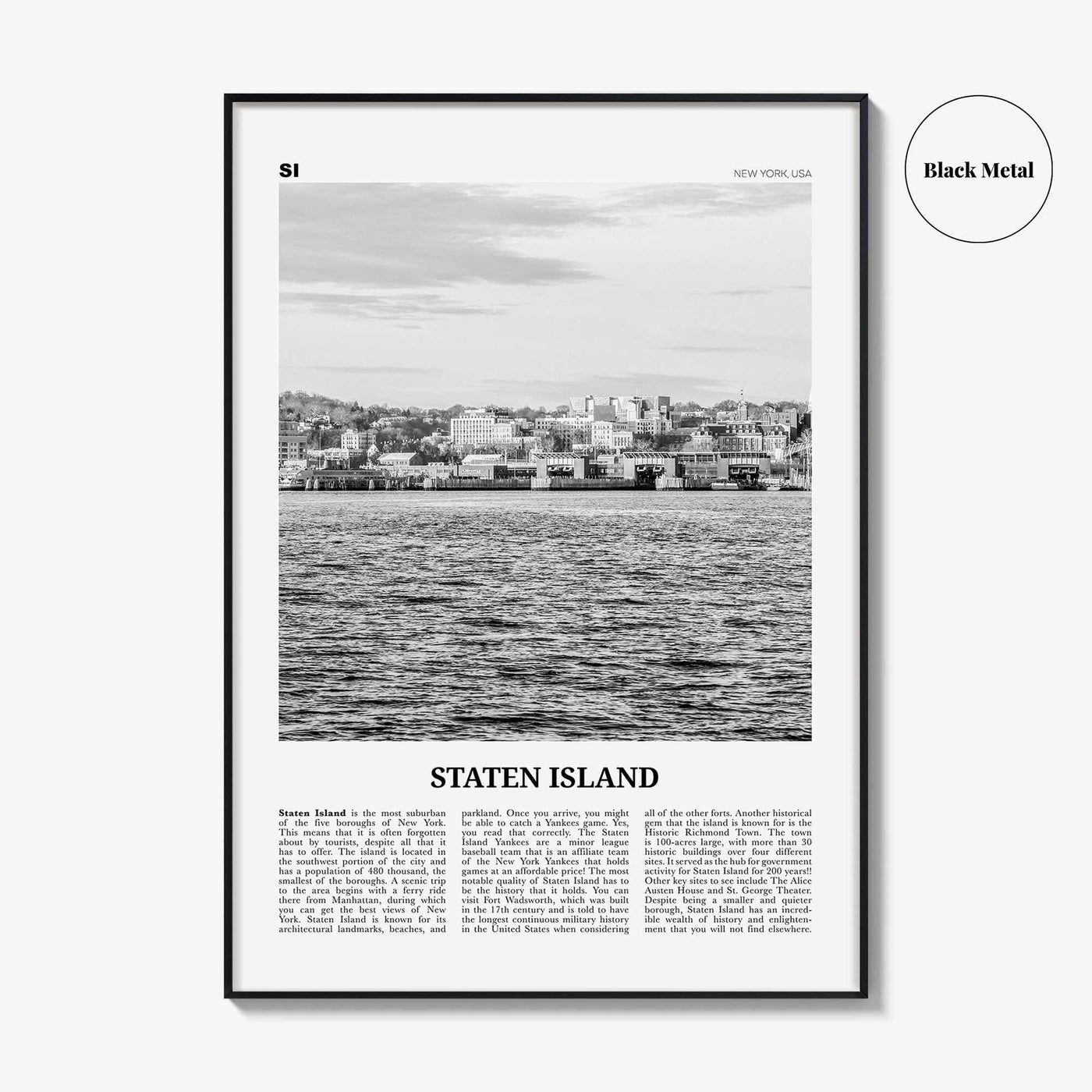 Staten Island Print Black and White, Staten Island Wall Art, Staten Island Poster, Staten Island Photo, Staten Island Décor, New York, USA