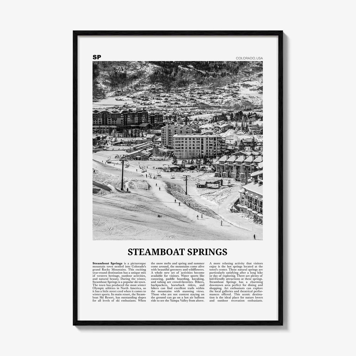 Steamboat Springs Print Black and White No 1, Steamboat Springs Wall Art, Steamboat Springs Poster, Steamboat Springs Photo, Colorado, USA