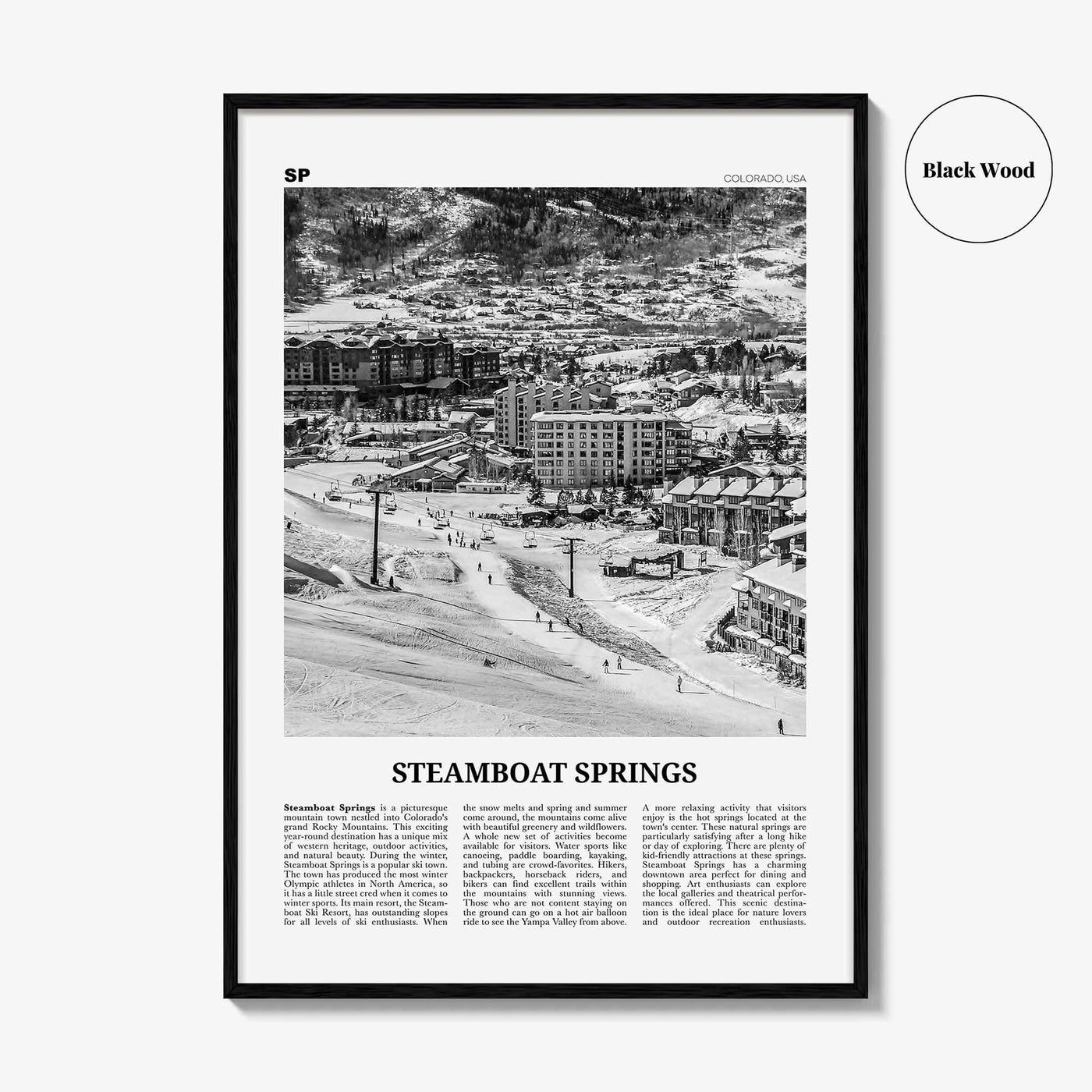 Steamboat Springs Print Black and White No 1, Steamboat Springs Wall Art, Steamboat Springs Poster, Steamboat Springs Photo, Colorado, USA