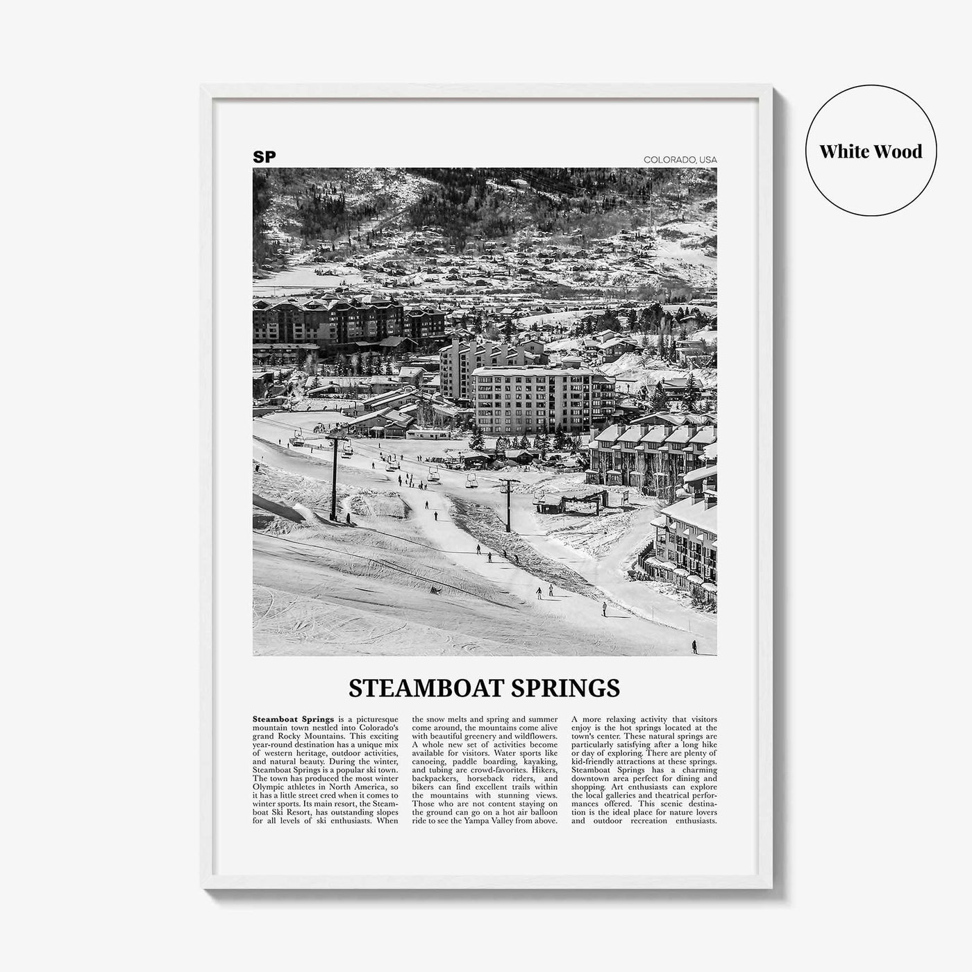 Steamboat Springs Print Black and White No 1, Steamboat Springs Wall Art, Steamboat Springs Poster, Steamboat Springs Photo, Colorado, USA