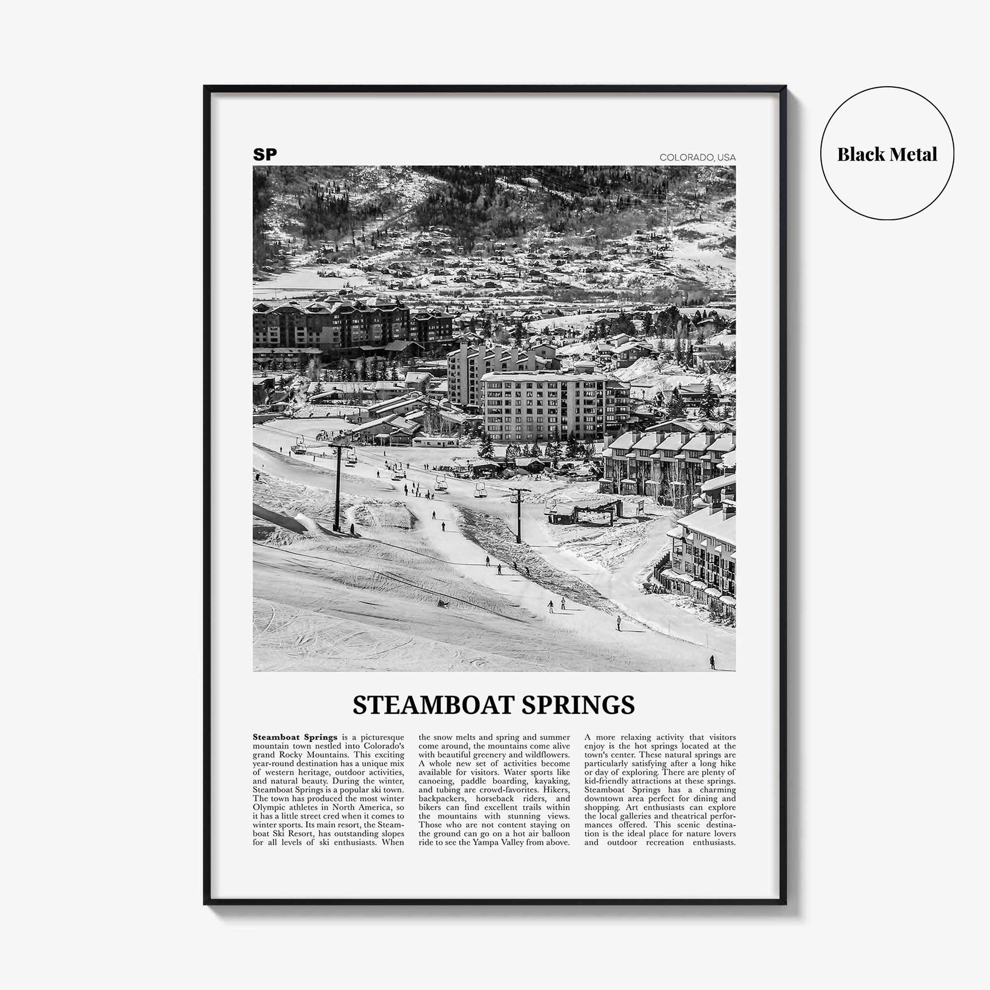 Steamboat Springs Print Black and White No 1, Steamboat Springs Wall Art, Steamboat Springs Poster, Steamboat Springs Photo, Colorado, USA