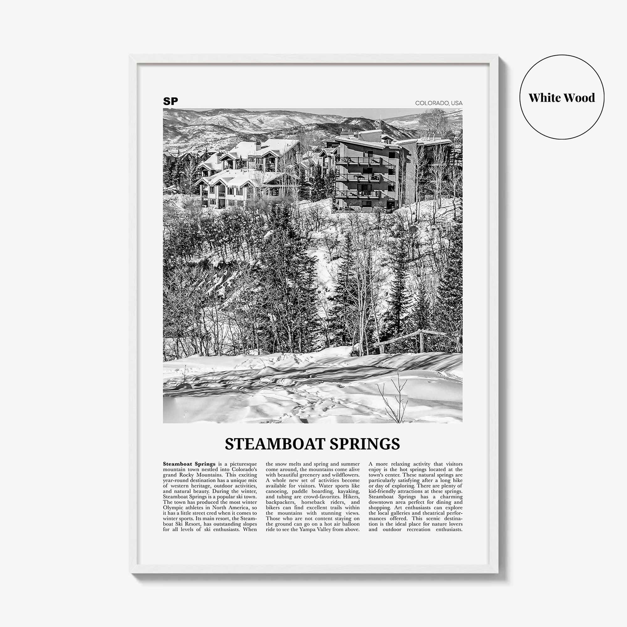 Steamboat Springs Print Black and White No 2, Steamboat Springs Wall Art, Steamboat Springs Poster, Steamboat Springs Photo, Colorado, USA