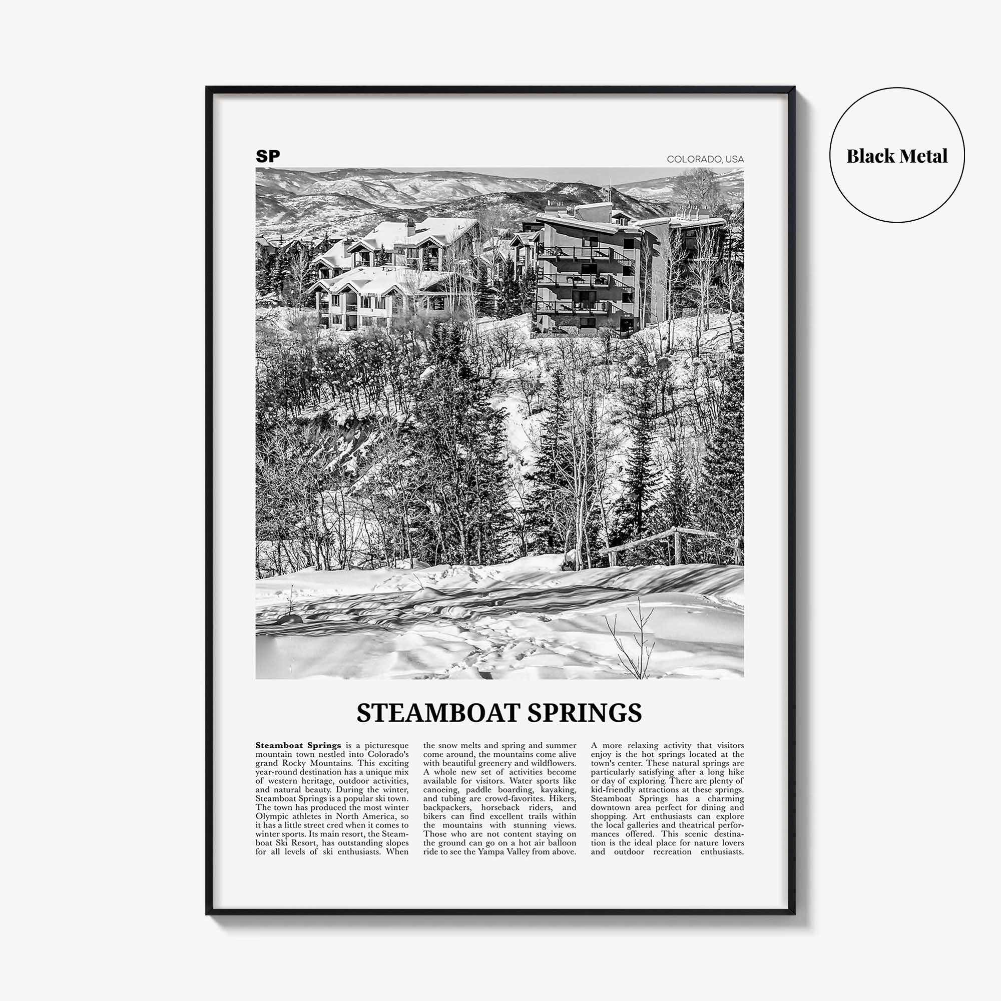 Steamboat Springs Print Black and White No 2, Steamboat Springs Wall Art, Steamboat Springs Poster, Steamboat Springs Photo, Colorado, USA