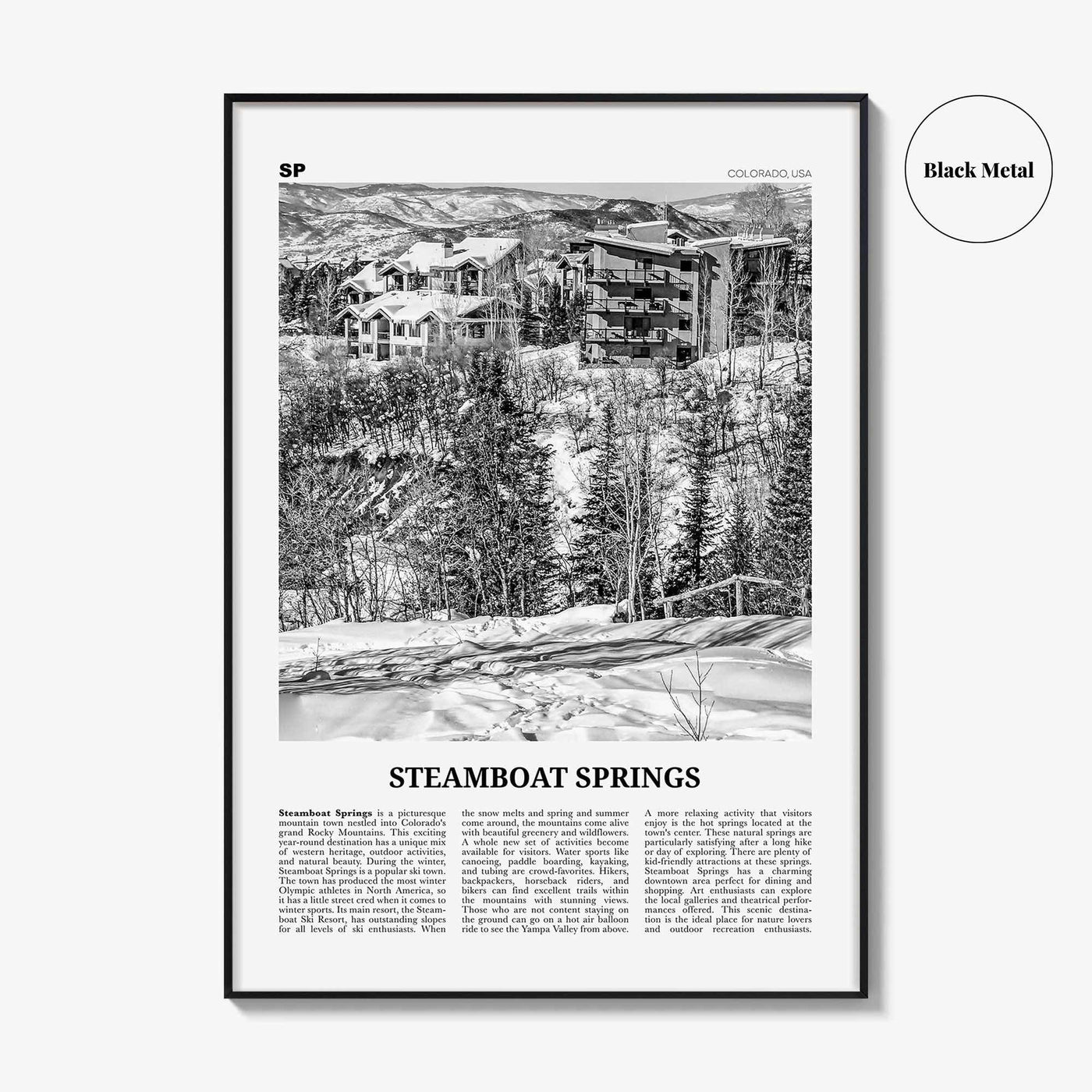 Steamboat Springs Print Black and White No 2, Steamboat Springs Wall Art, Steamboat Springs Poster, Steamboat Springs Photo, Colorado, USA