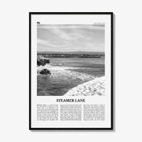 Steamer Lane Print Black and White, Steamer Lane Art, Steamer Lane Poster, Steamer Lane Photo, Steamer Lane Wall Décor, Steamer Lane Map