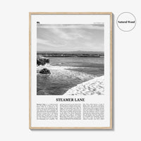 Steamer Lane Print Black and White, Steamer Lane Art, Steamer Lane Poster, Steamer Lane Photo, Steamer Lane Wall Décor, Steamer Lane Map