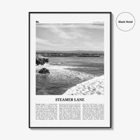 Steamer Lane Print Black and White, Steamer Lane Art, Steamer Lane Poster, Steamer Lane Photo, Steamer Lane Wall Décor, Steamer Lane Map