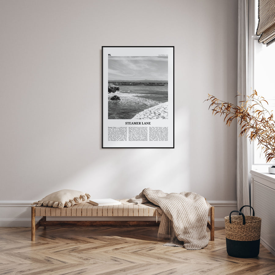 Steamer Lane Travel B&W Poster