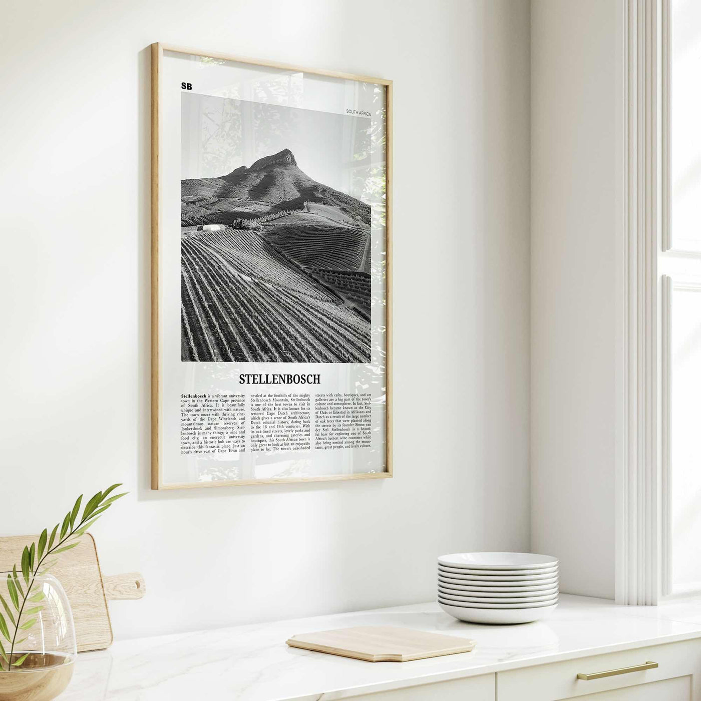 Stellenbosch Print Black and White, Stellenbosch Art, Stellenbosch Poster, Stellenbosch Photo, Stellenbosch Wall Décor, Stellenbosch Map