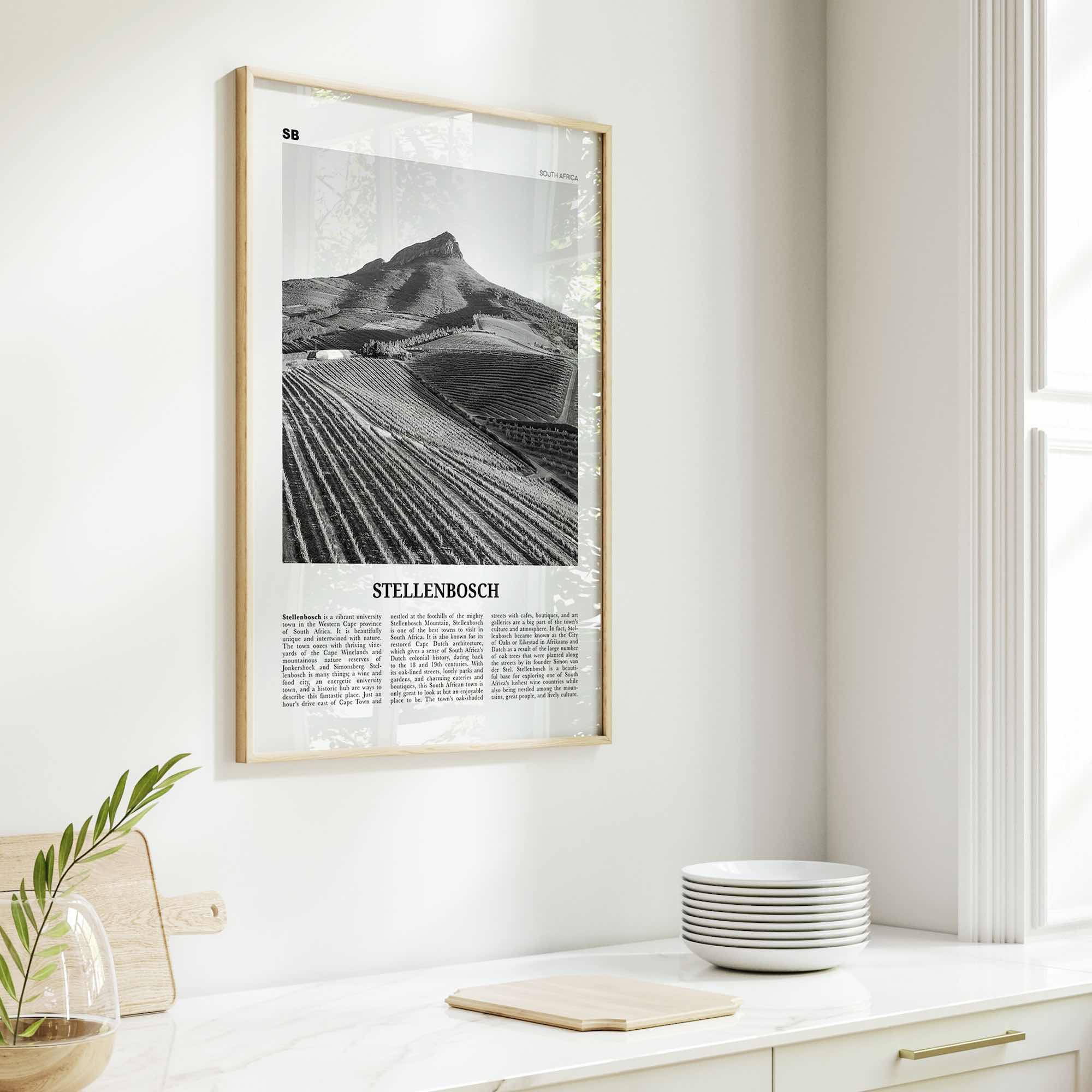 Stellenbosch Print Black and White, Stellenbosch Art, Stellenbosch Poster, Stellenbosch Photo, Stellenbosch Wall Décor, Stellenbosch Map