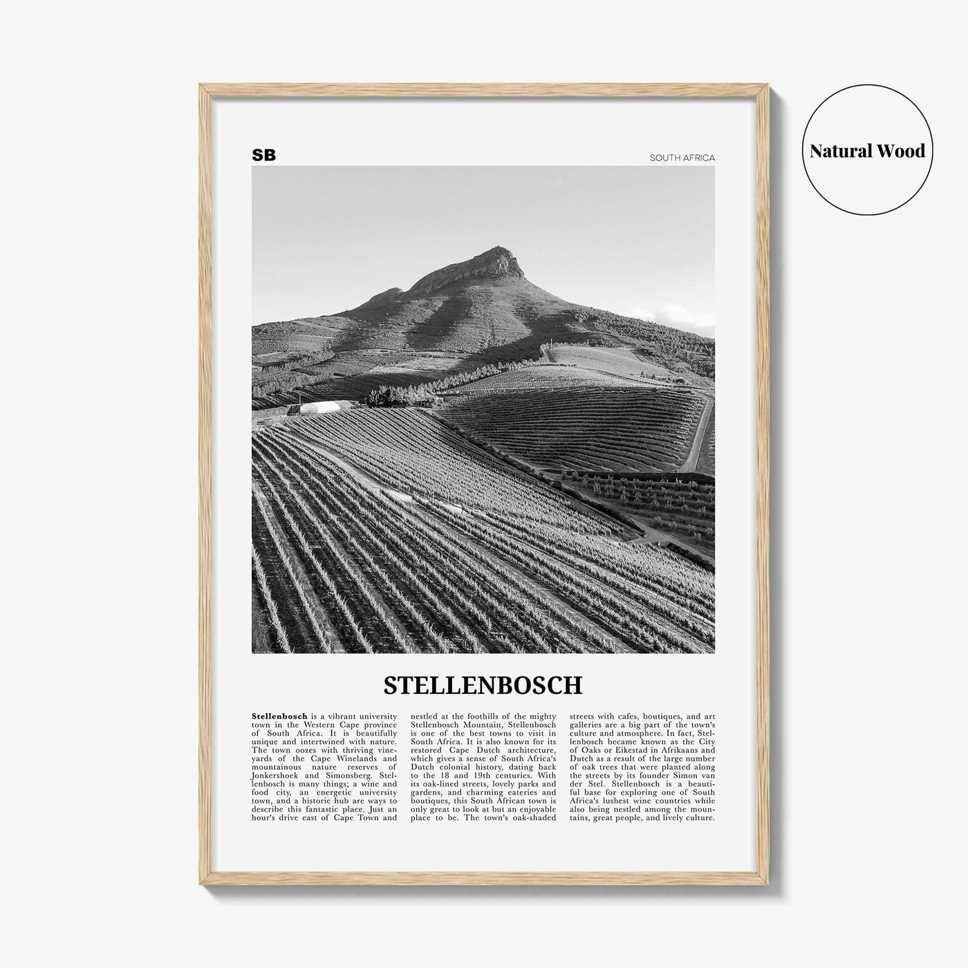 Stellenbosch Print Black and White, Stellenbosch Art, Stellenbosch Poster, Stellenbosch Photo, Stellenbosch Wall Décor, Stellenbosch Map