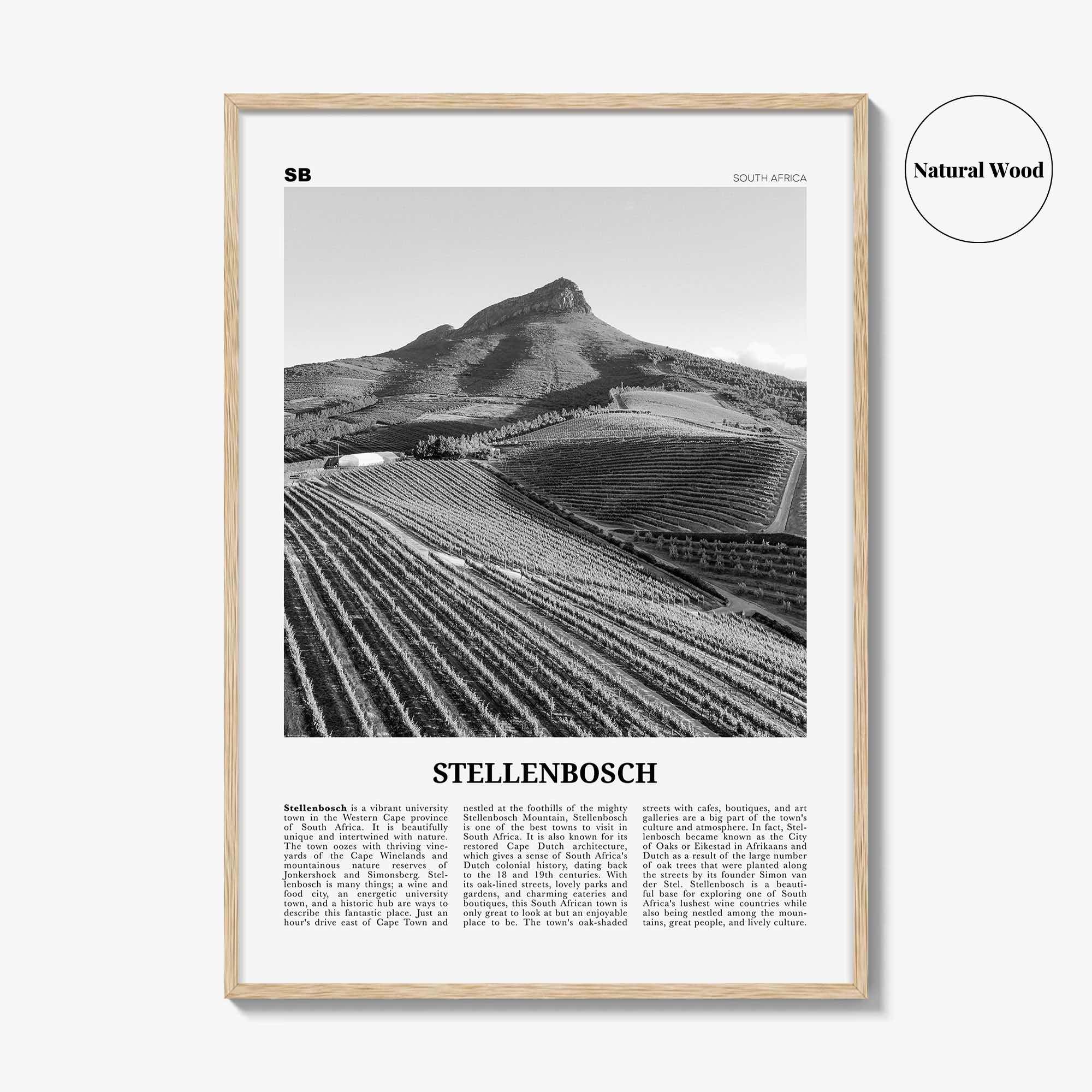 Stellenbosch Print Black and White, Stellenbosch Art, Stellenbosch Poster, Stellenbosch Photo, Stellenbosch Wall Décor, Stellenbosch Map