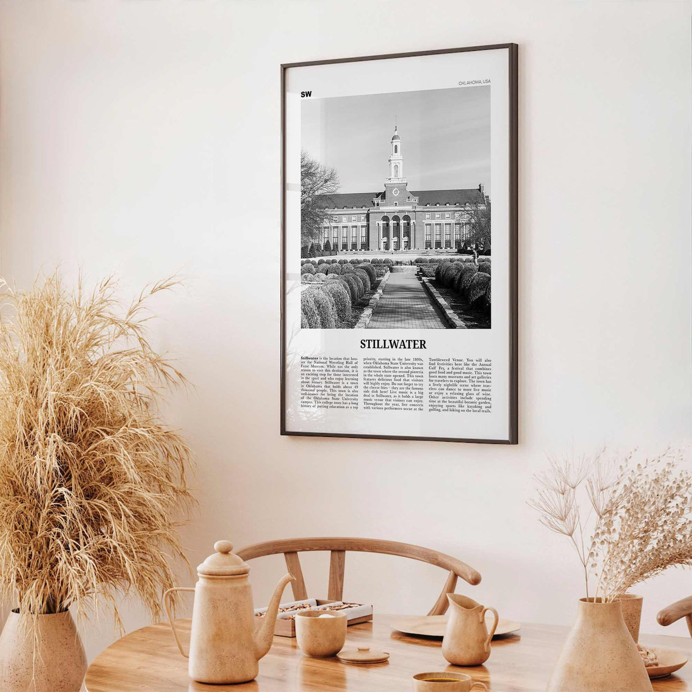 Stillwater Print Black and White, Stillwater Wall Art, Stillwater Poster, Stillwater Photo, Stillwater Wall Décor, Oklahoma, USA