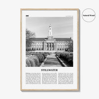 Stillwater Print Black and White, Stillwater Wall Art, Stillwater Poster, Stillwater Photo, Stillwater Wall Décor, Oklahoma, USA