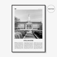 Stillwater Print Black and White, Stillwater Wall Art, Stillwater Poster, Stillwater Photo, Stillwater Wall Décor, Oklahoma, USA