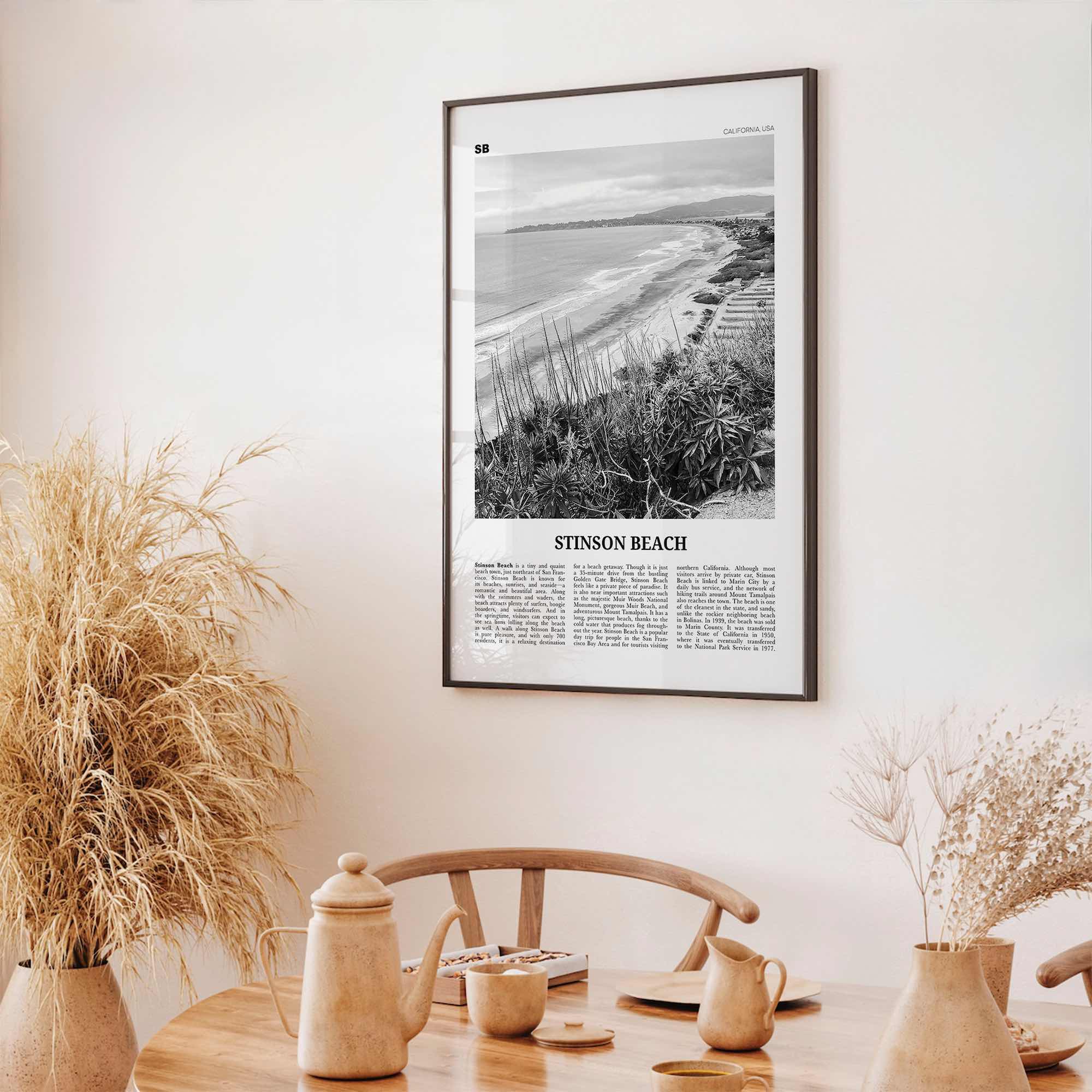 Stinson Beach Print Black and White, Stinson Beach Wall Art, Stinson Beach Poster, Stinson Beach Photo, California, USA, United States