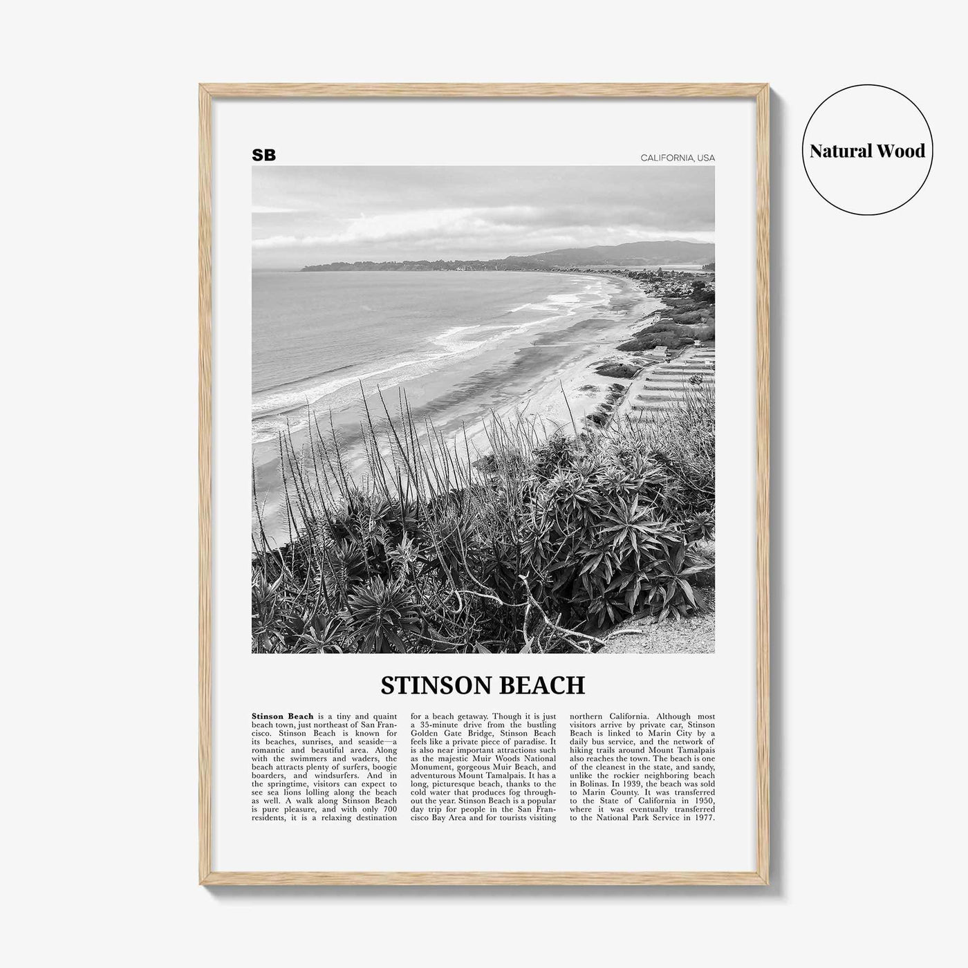Stinson Beach Print Black and White, Stinson Beach Wall Art, Stinson Beach Poster, Stinson Beach Photo, California, USA, United States