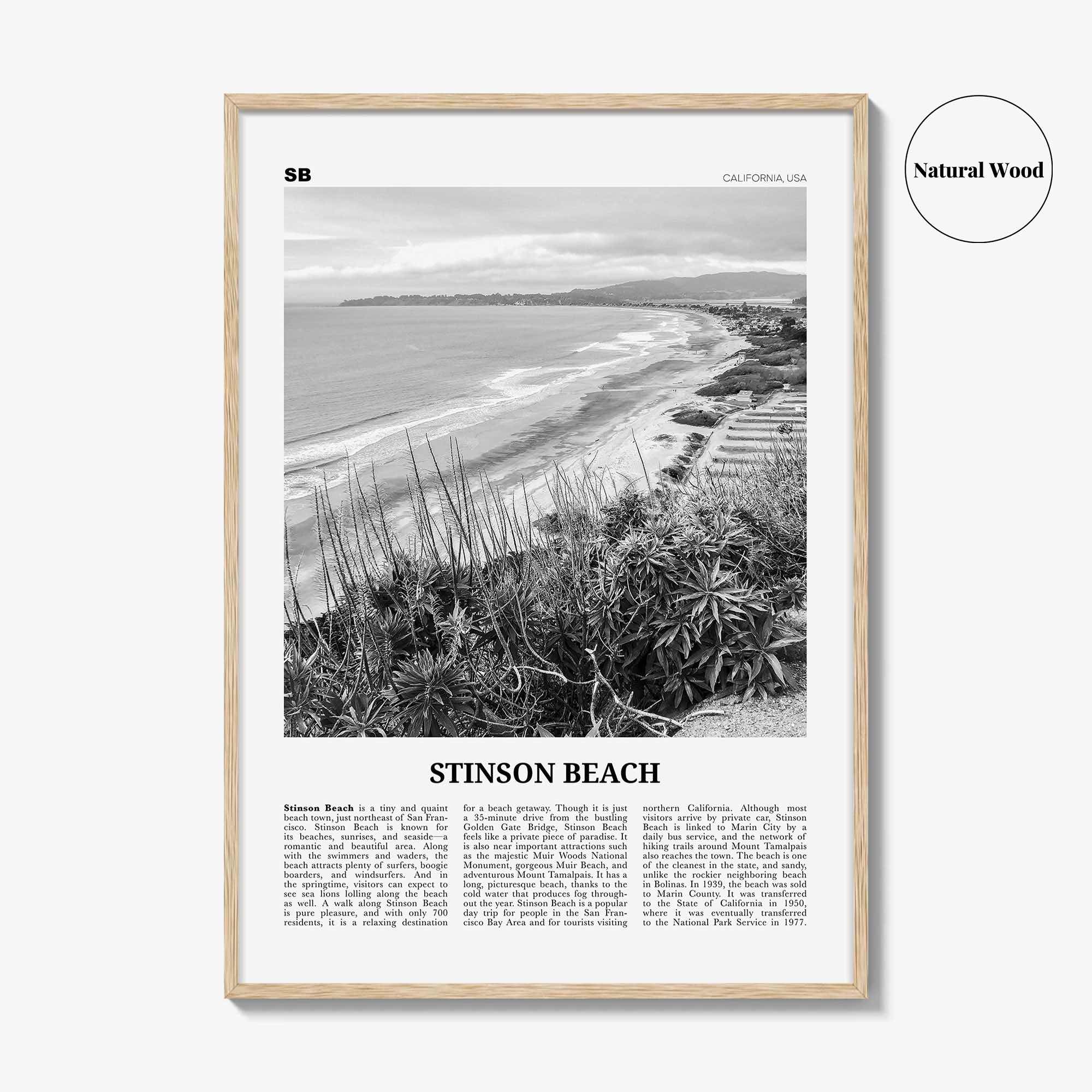 Stinson Beach Print Black and White, Stinson Beach Wall Art, Stinson Beach Poster, Stinson Beach Photo, California, USA, United States