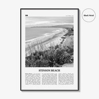 Stinson Beach Print Black and White, Stinson Beach Wall Art, Stinson Beach Poster, Stinson Beach Photo, California, USA, United States