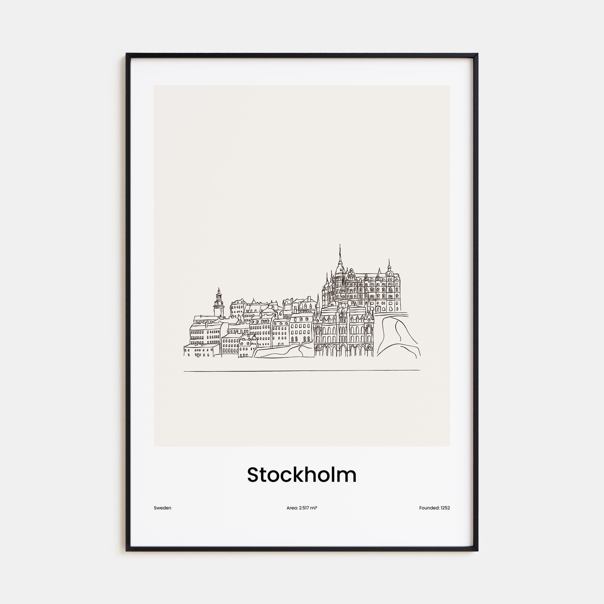 Stockholm Drawn Poster