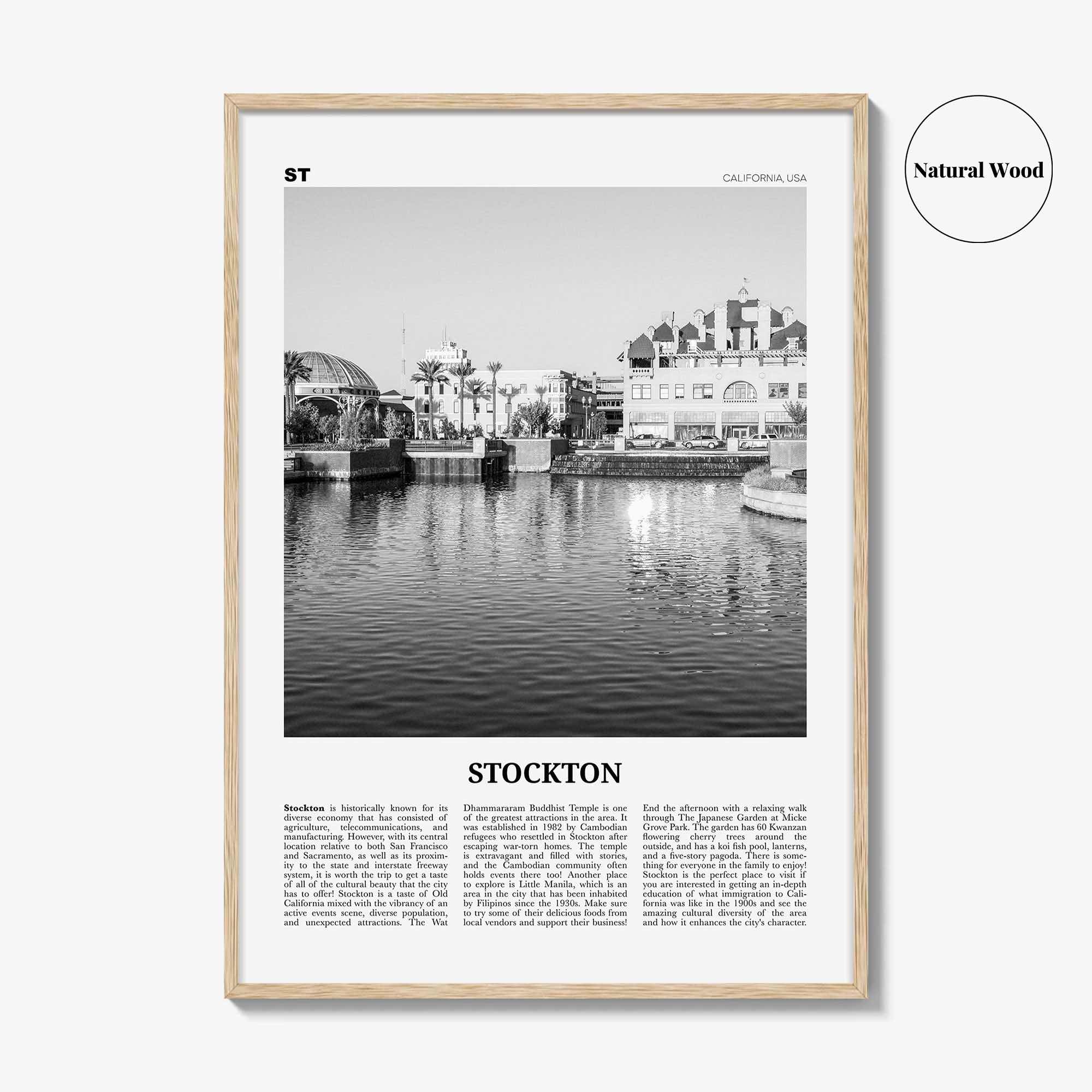 Stockton Print Black and White, Stockton Wall Art, Stockton Poster, Stockton Photo, Stockton Wall Decor, California, USA, United States