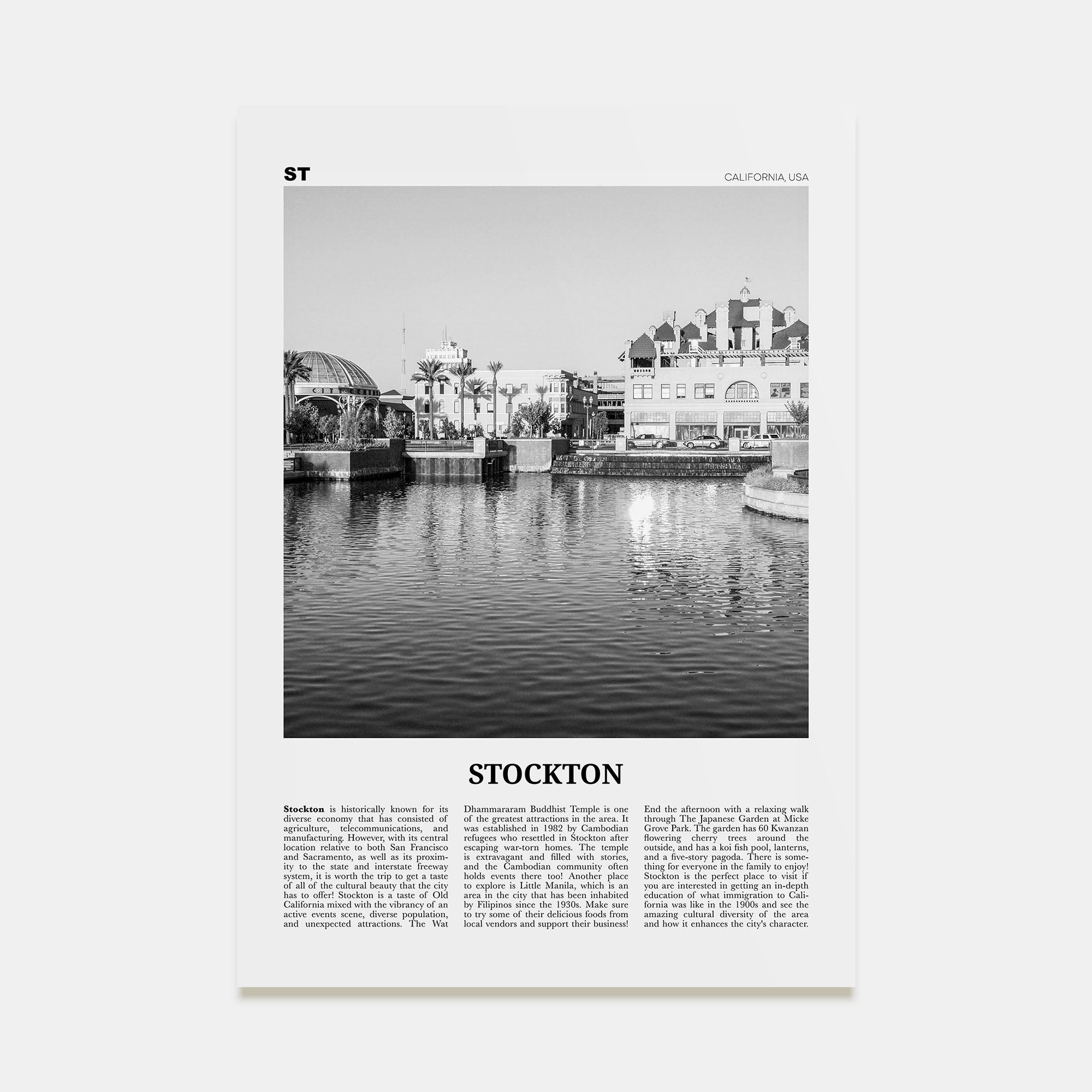 Stockton Travel B&W Poster