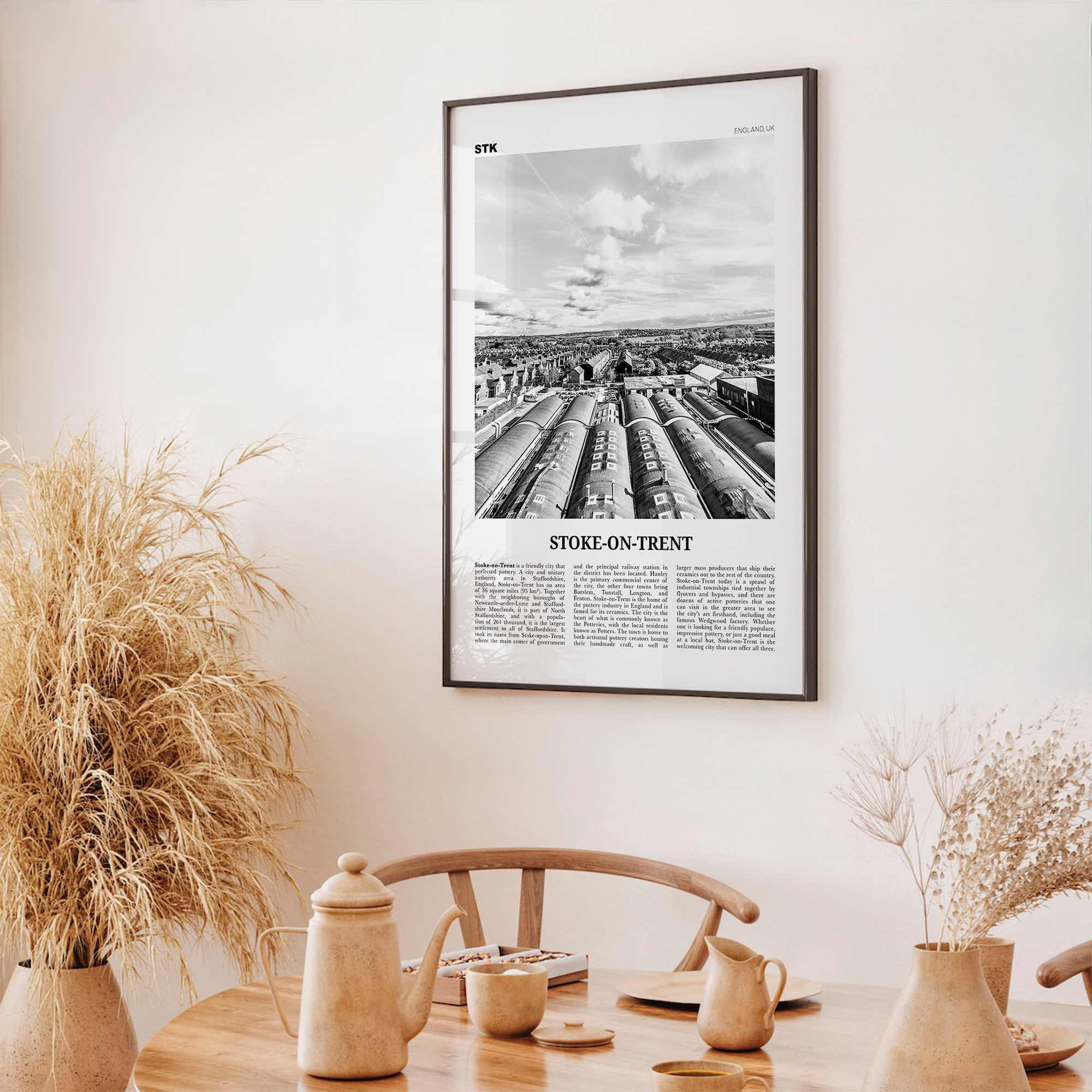 Stoke On Trent Print Black and White, Stoke Wall Art, Stoke Poster, Stoke Photo, Stoke Wall Decor, England, UK United Kingdom