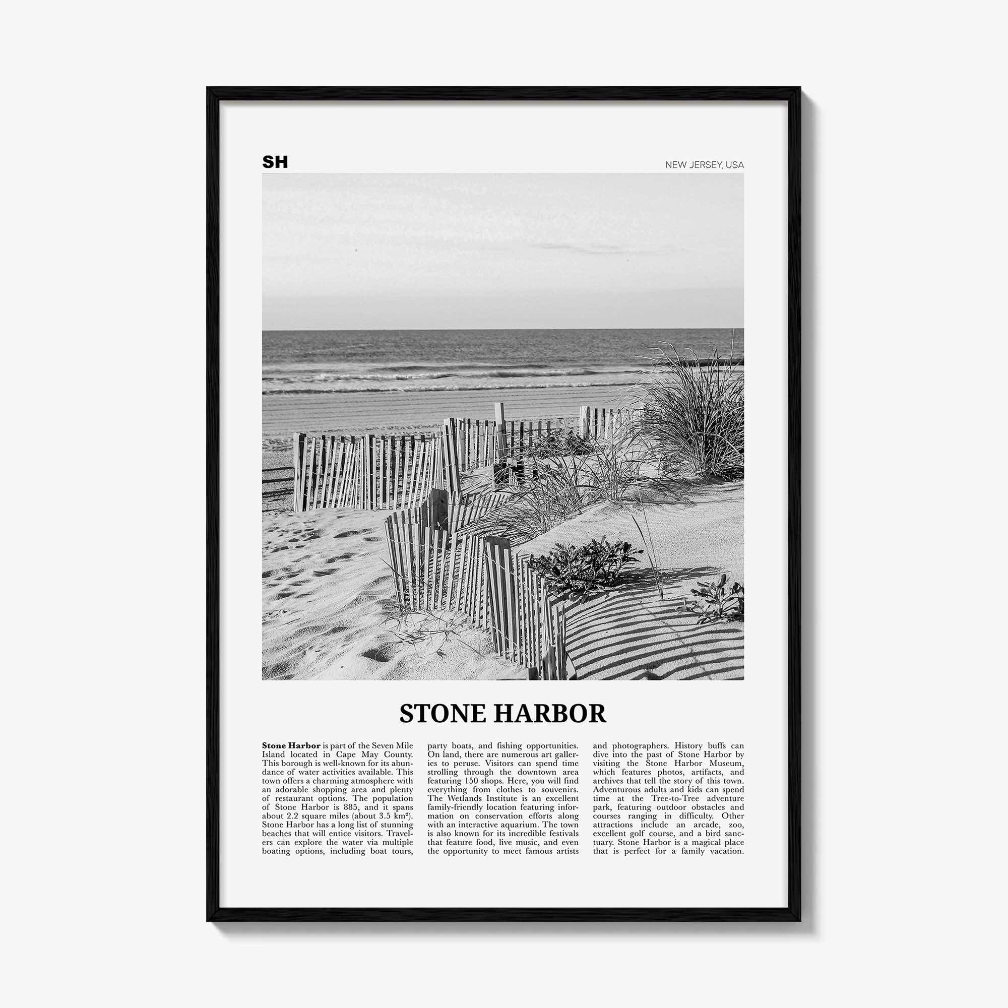 Stone Harbor Print Black and White, Stone Harbor Wall Art, Stone Harbor Poster, Stone Harbor Photo, Stone Harbor Wall Décor, New Jersey, USA
