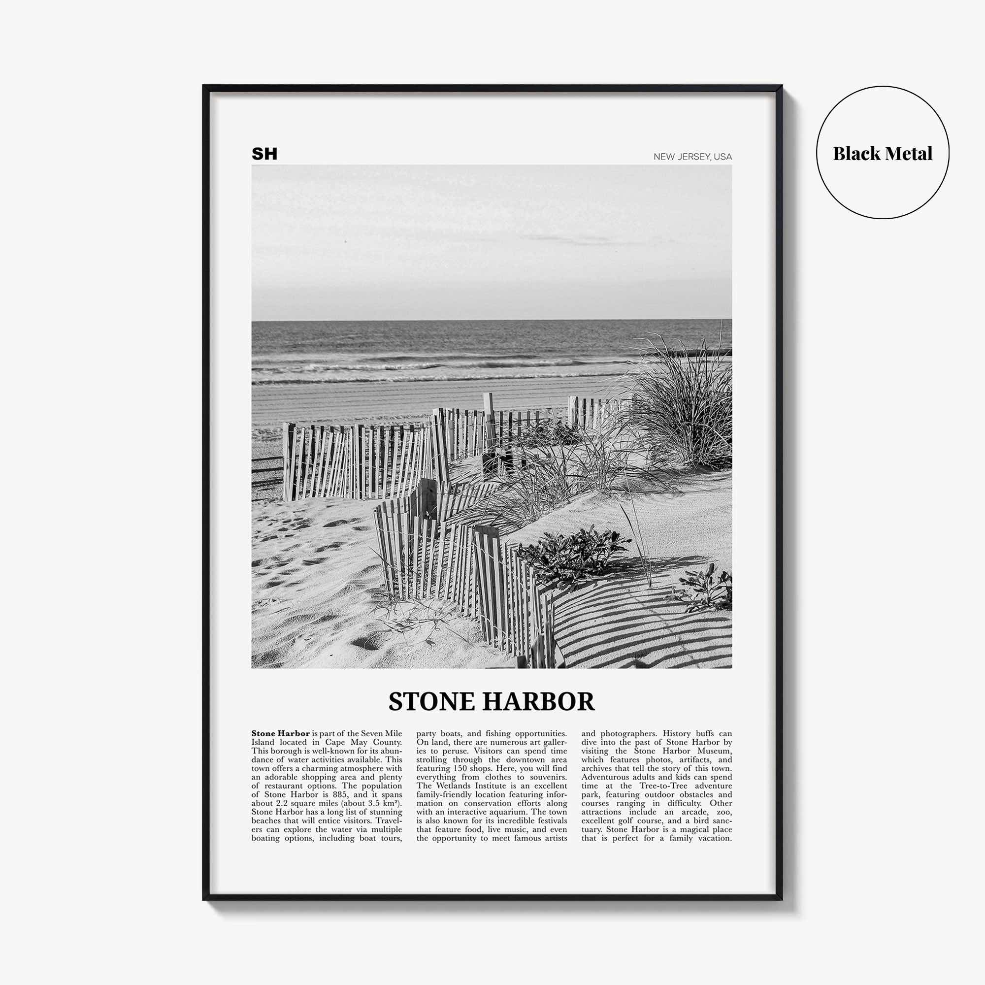 Stone Harbor Print Black and White, Stone Harbor Wall Art, Stone Harbor Poster, Stone Harbor Photo, Stone Harbor Wall Décor, New Jersey, USA
