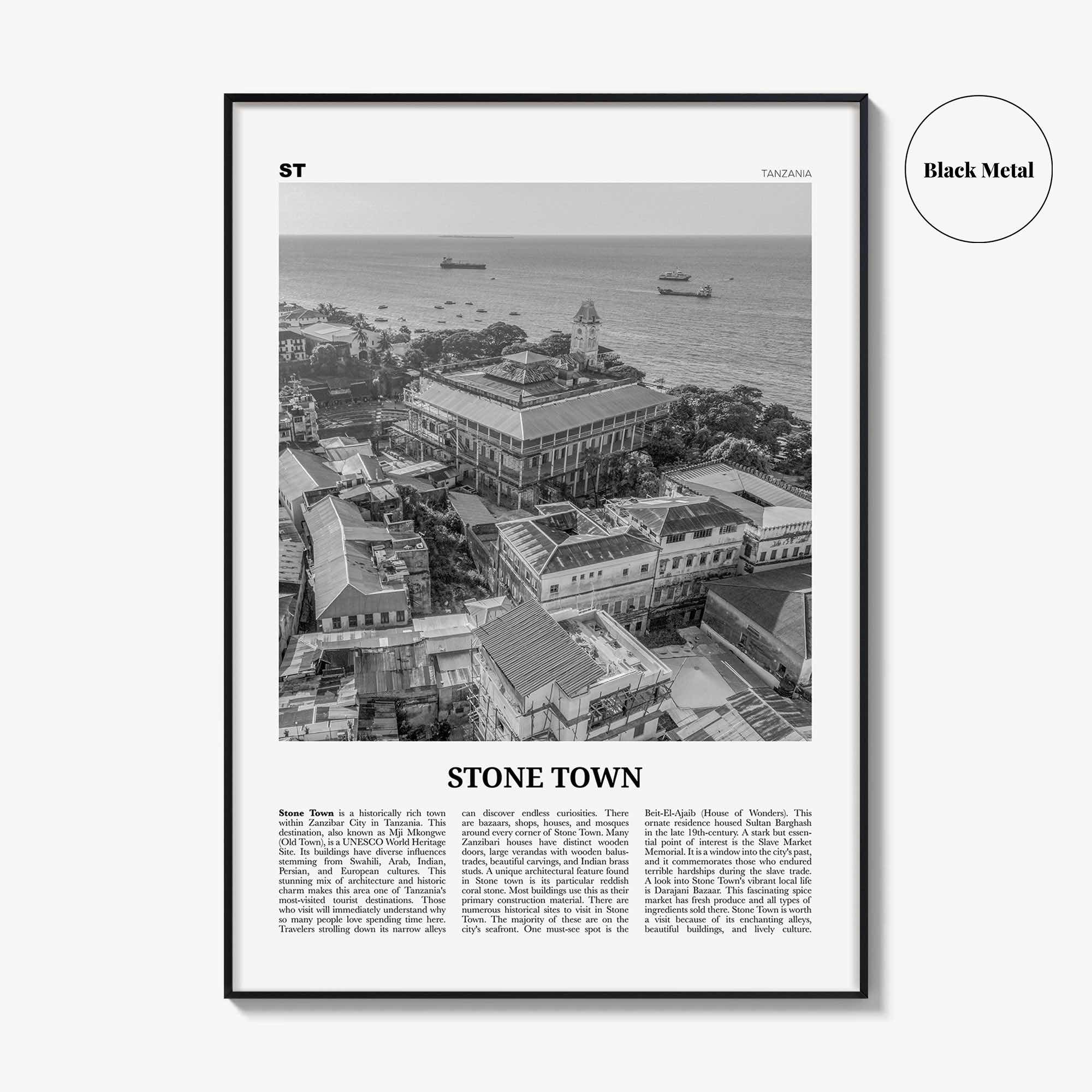 Stone Town Print Black and White, Stone Town Wall Art, Stone Town Poster, Stone Town Photo, Stone Town Wall Décor, Tanzania