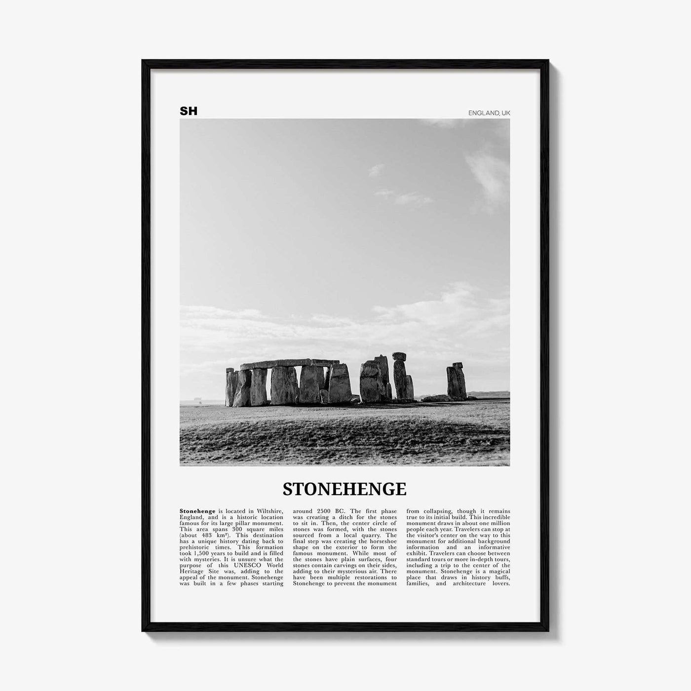 Stonehenge Print Black and White, Stonehenge Wall Art, Stonehenge Poster, Stonehenge Photo, Stonehenge Wall Décor, England, UK