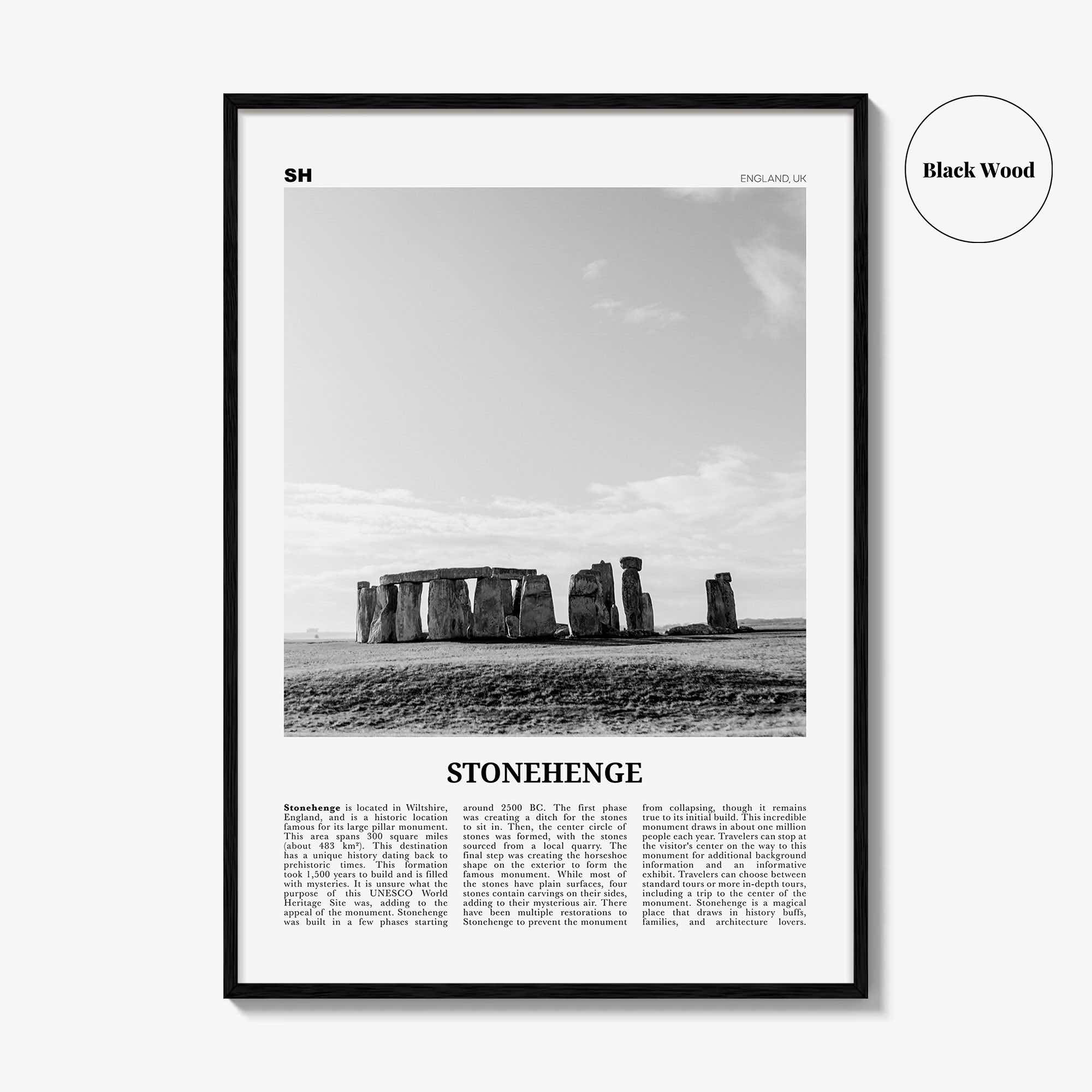 Stonehenge Print Black and White, Stonehenge Wall Art, Stonehenge Poster, Stonehenge Photo, Stonehenge Wall Décor, England, UK
