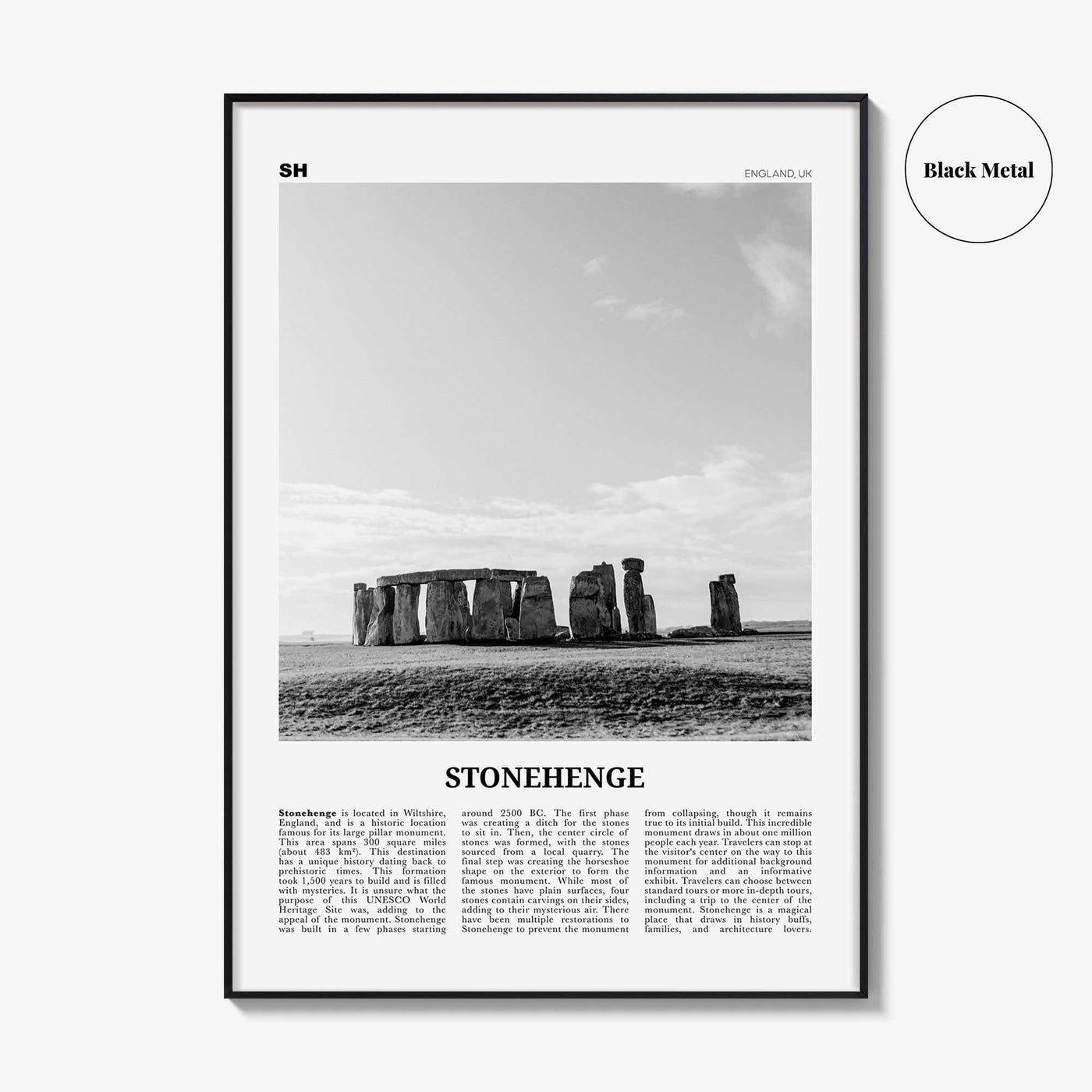 Stonehenge Print Black and White, Stonehenge Wall Art, Stonehenge Poster, Stonehenge Photo, Stonehenge Wall Décor, England, UK