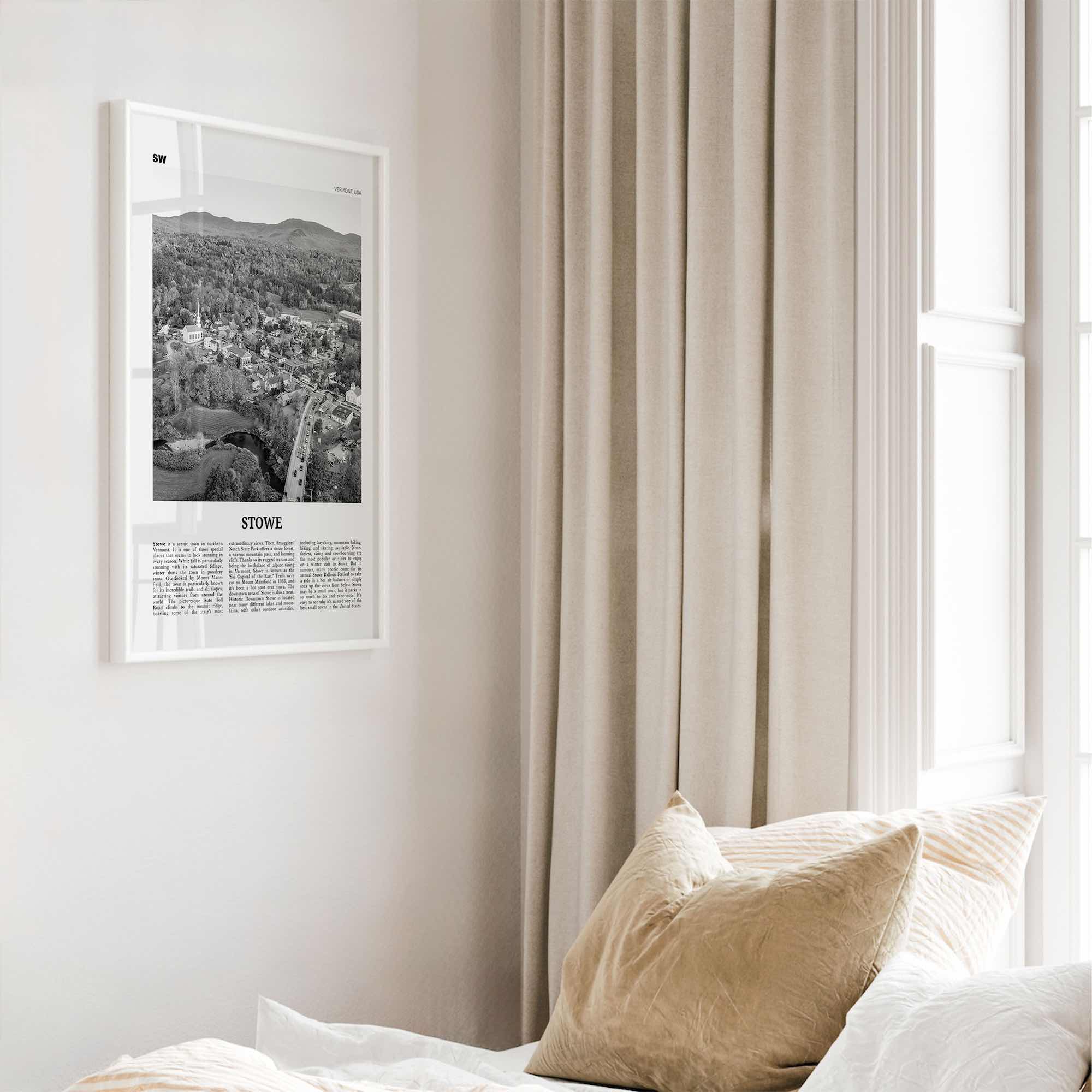 Stowe Print Black and White No 1, Stowe Wall Art, Stowe Poster, Stowe Photo, Stowe Wall Décor, Stowe Map, Vermont, USA
