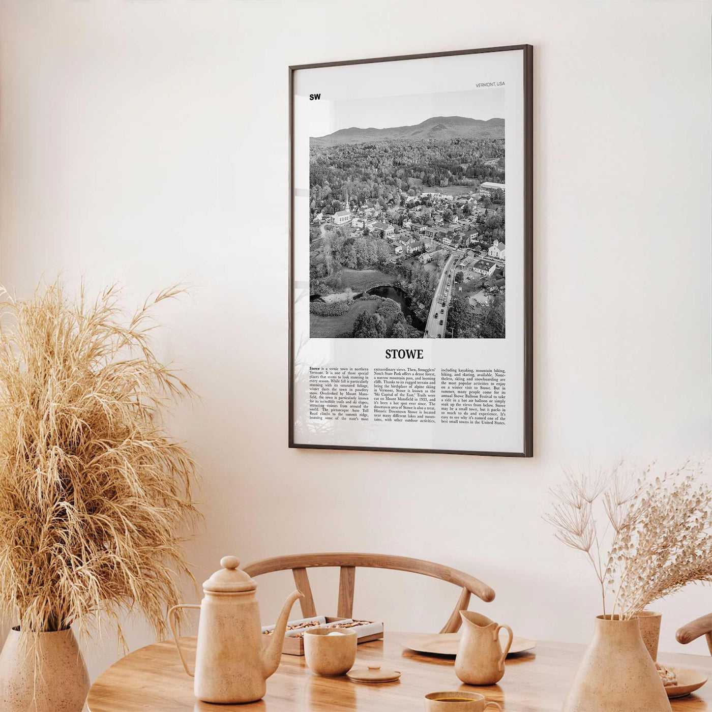 Stowe Print Black and White No 1, Stowe Wall Art, Stowe Poster, Stowe Photo, Stowe Wall Décor, Stowe Map, Vermont, USA