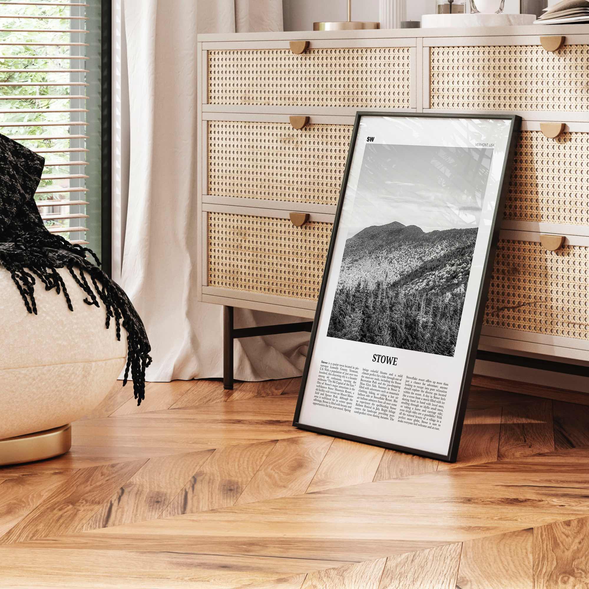 Stowe Print Black and White No 2, Stowe Wall Art, Stowe Poster, Stowe Photo, Stowe Wall Décor, Vermont, USA, United States, North America