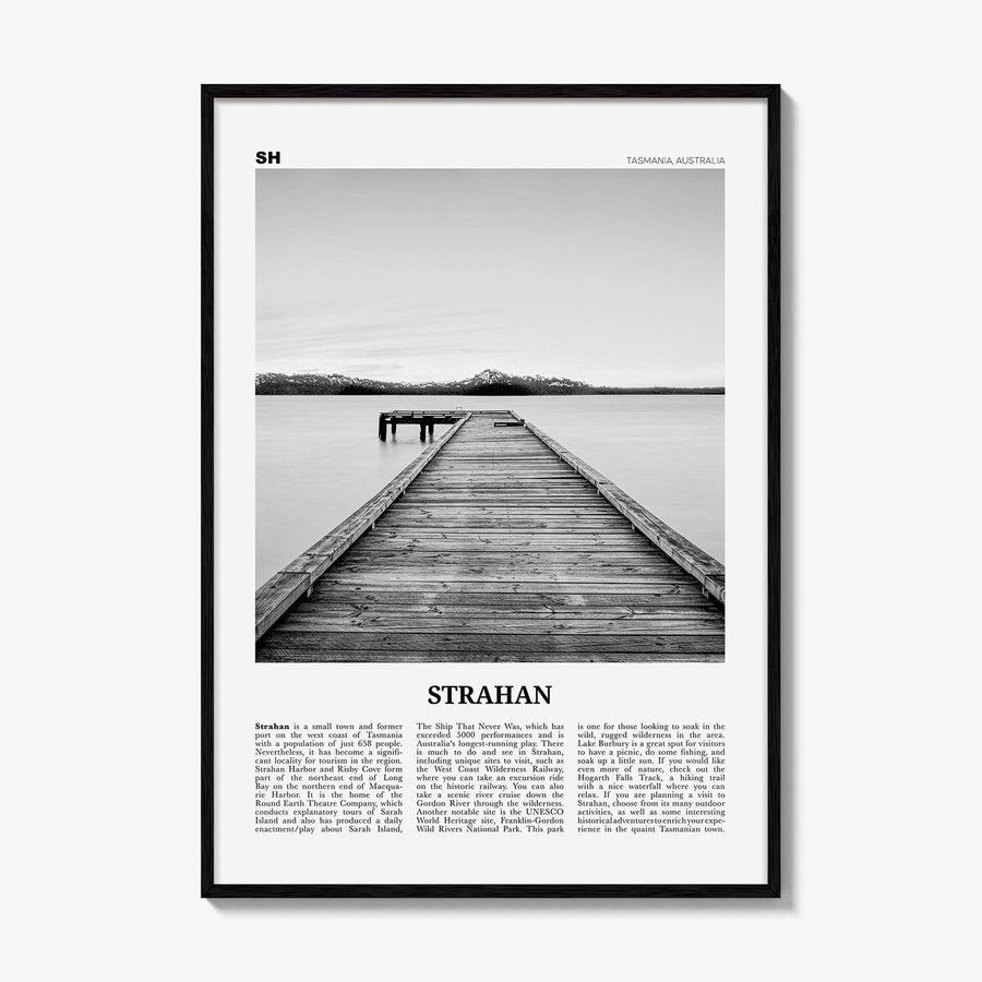 Strahan Print Black and White, Strahan Wall Art, Strahan Poster, Strahan Photo, Strahan Wall Décor, Tasmania, Australia
