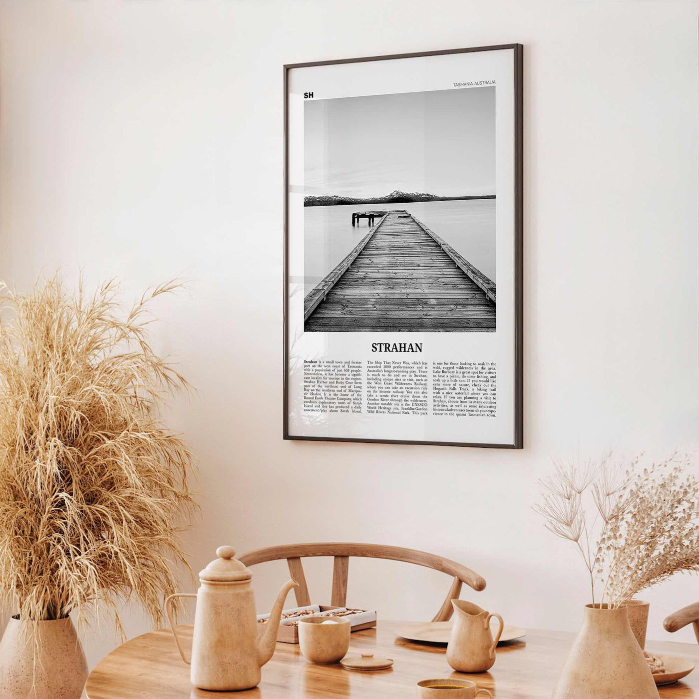 Strahan Print Black and White, Strahan Wall Art, Strahan Poster, Strahan Photo, Strahan Wall Décor, Tasmania, Australia