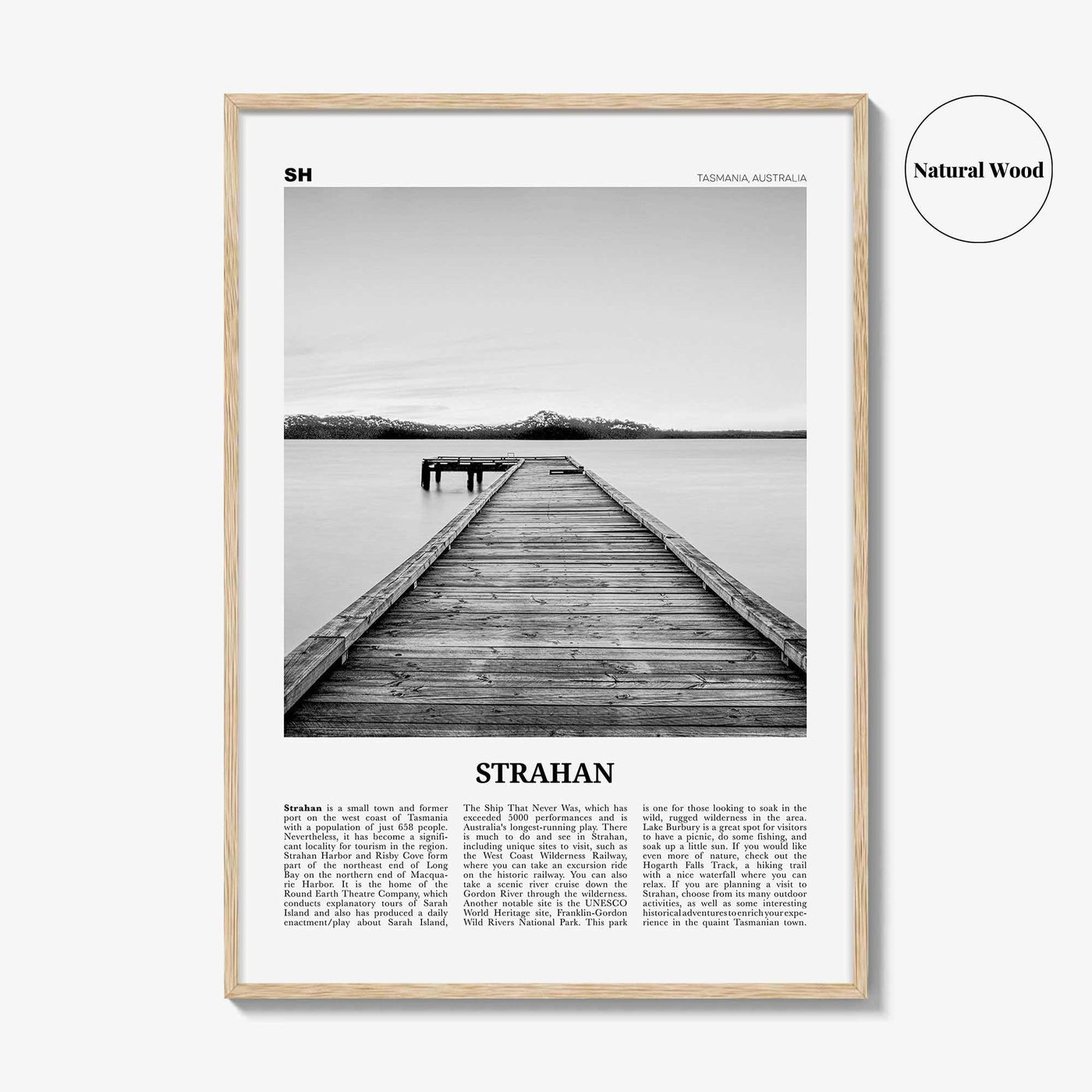 Strahan Print Black and White, Strahan Wall Art, Strahan Poster, Strahan Photo, Strahan Wall Décor, Tasmania, Australia