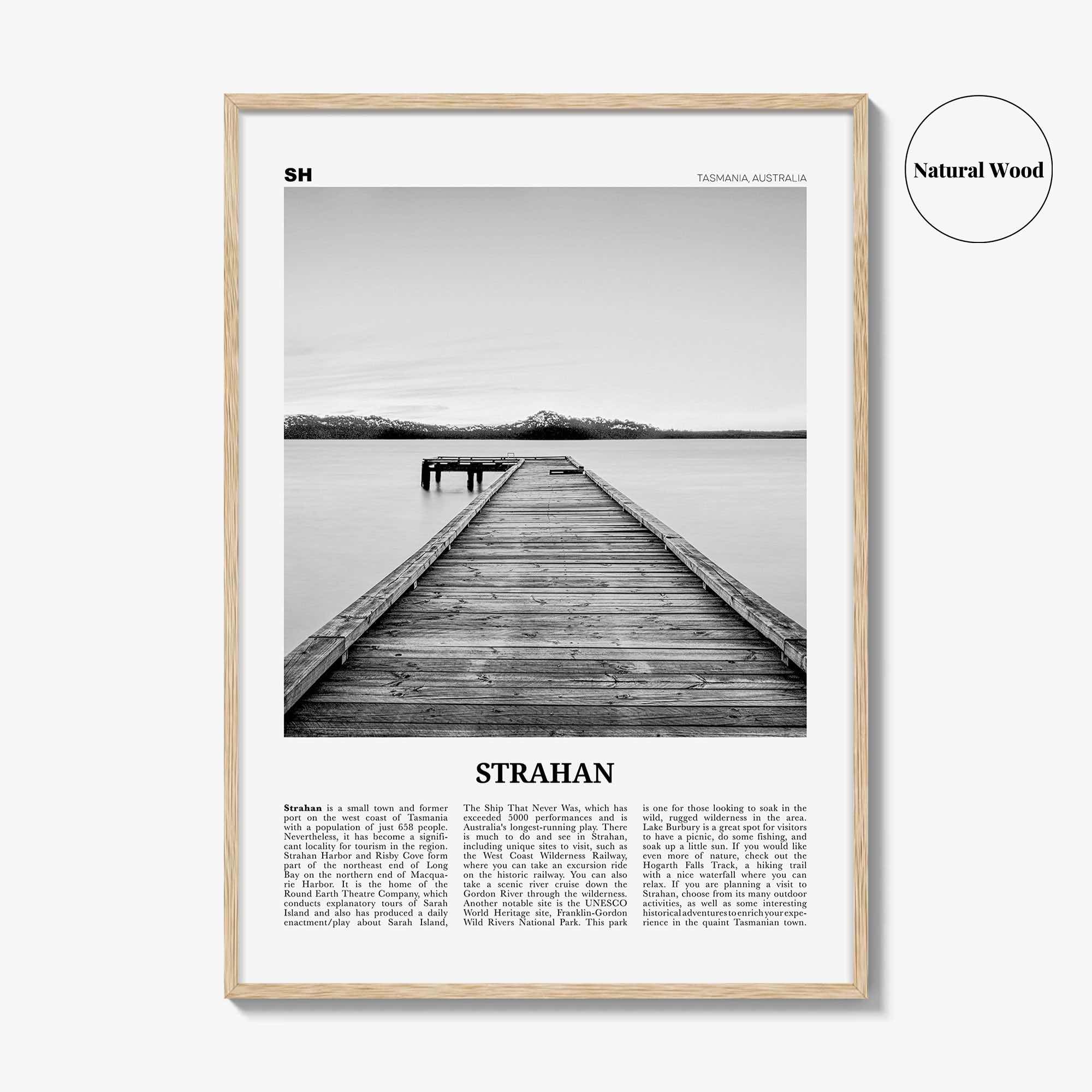 Strahan Print Black and White, Strahan Wall Art, Strahan Poster, Strahan Photo, Strahan Wall Décor, Tasmania, Australia