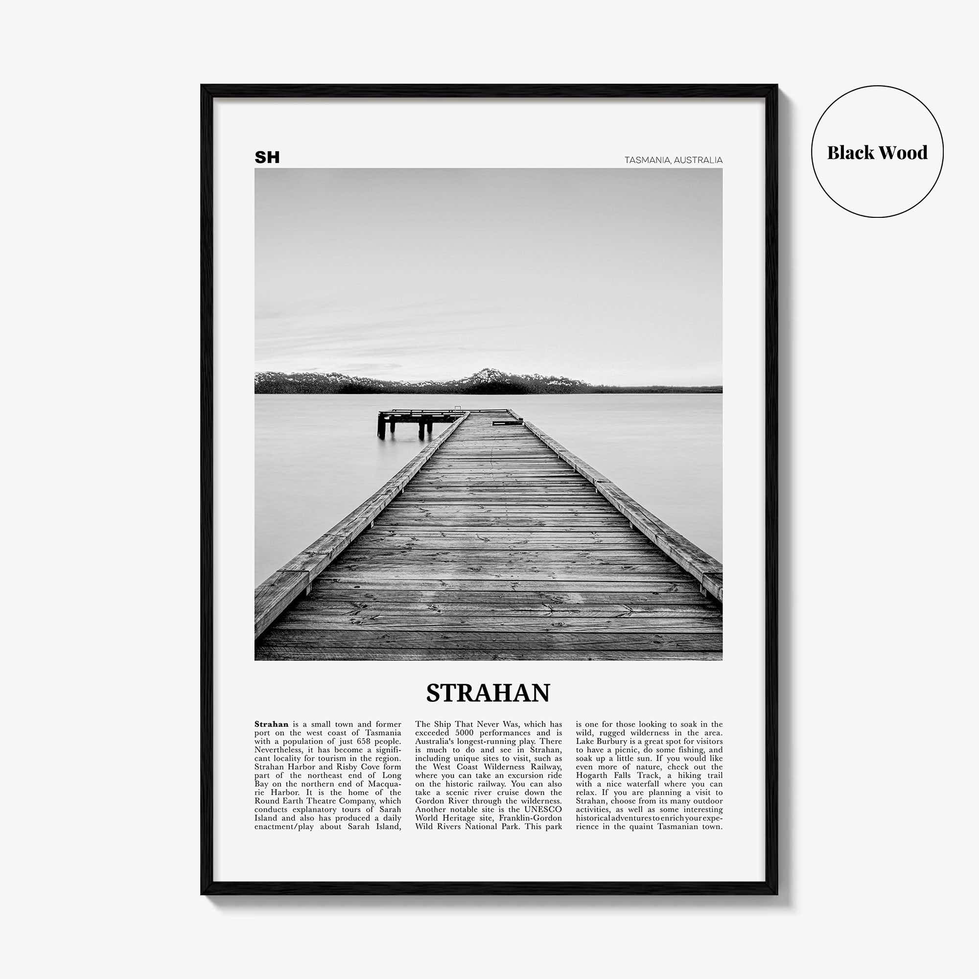 Strahan Print Black and White, Strahan Wall Art, Strahan Poster, Strahan Photo, Strahan Wall Décor, Tasmania, Australia